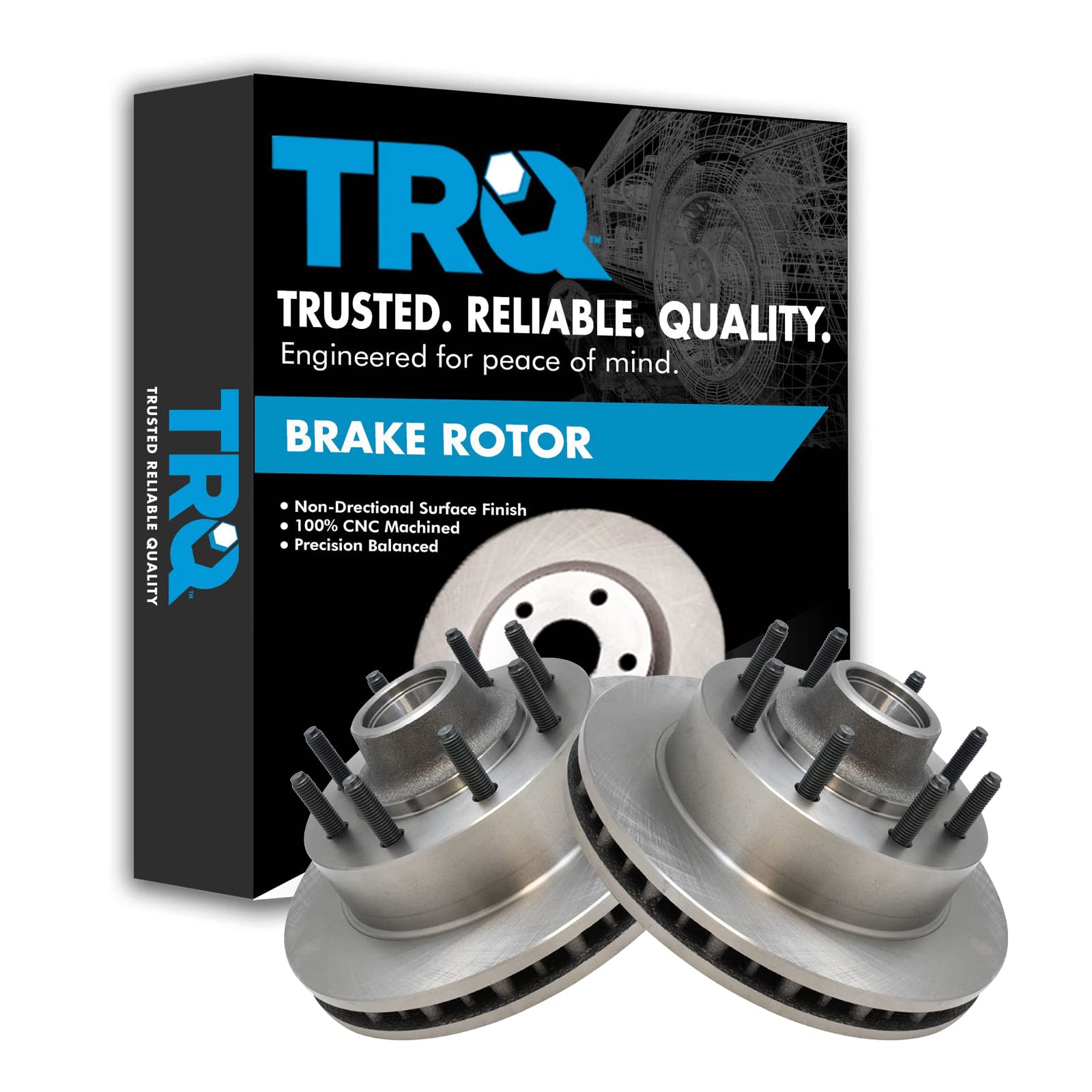 Trq Front Brake Rotors Set Vented Compatible With 2000-2002 Ford Excursion 1999-2002 F-250 Super Duty F-350 Super Duty