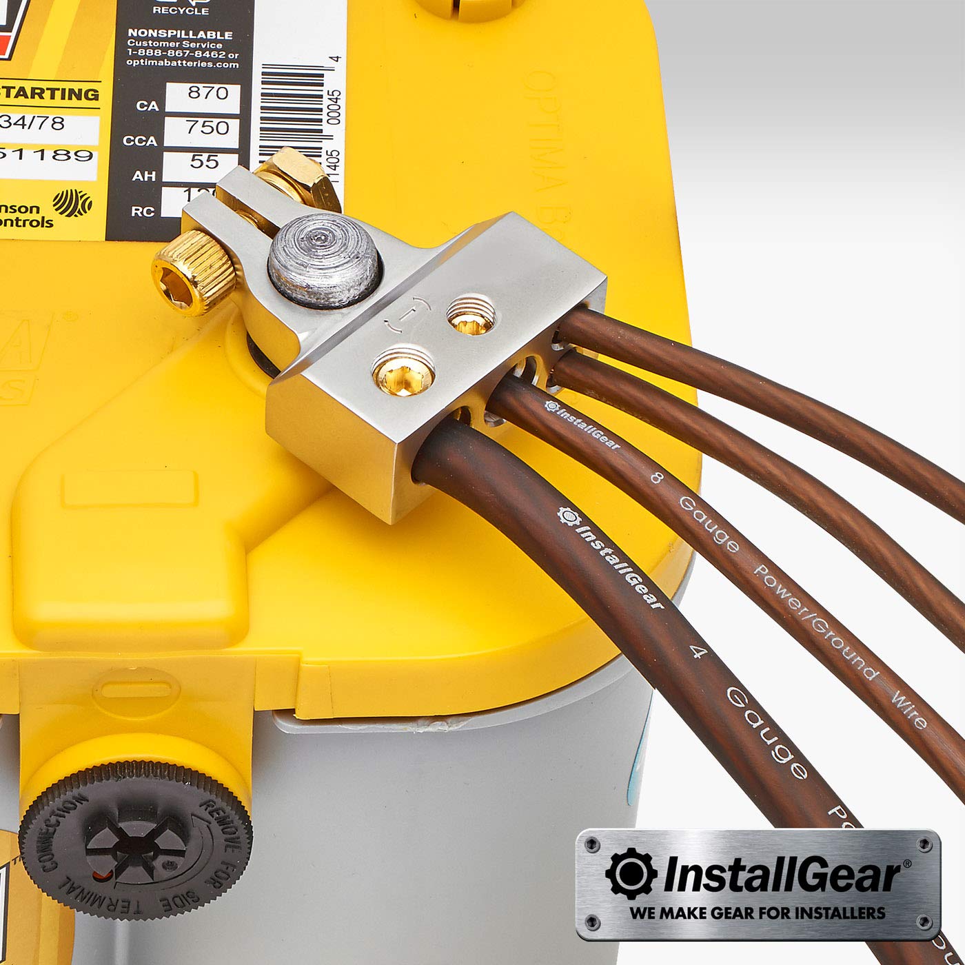 Installgear 2,4,8 Or 10 Gauge Battery Terminals W/Shims - Positive, Negative - Car Battery Terminal, Battery Pack, Heavy Duty Ba