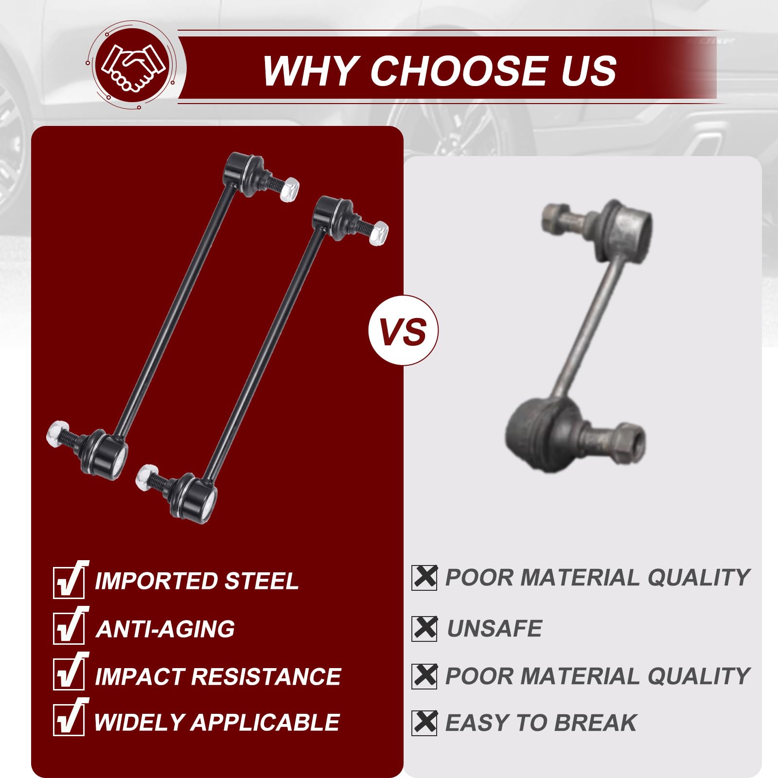 K750616 K750617 Sway Bar Links - Front Stabilizer Bar End Links Compatible With 2011-2018 Ford Explorer 2013-2018 Ford Police In