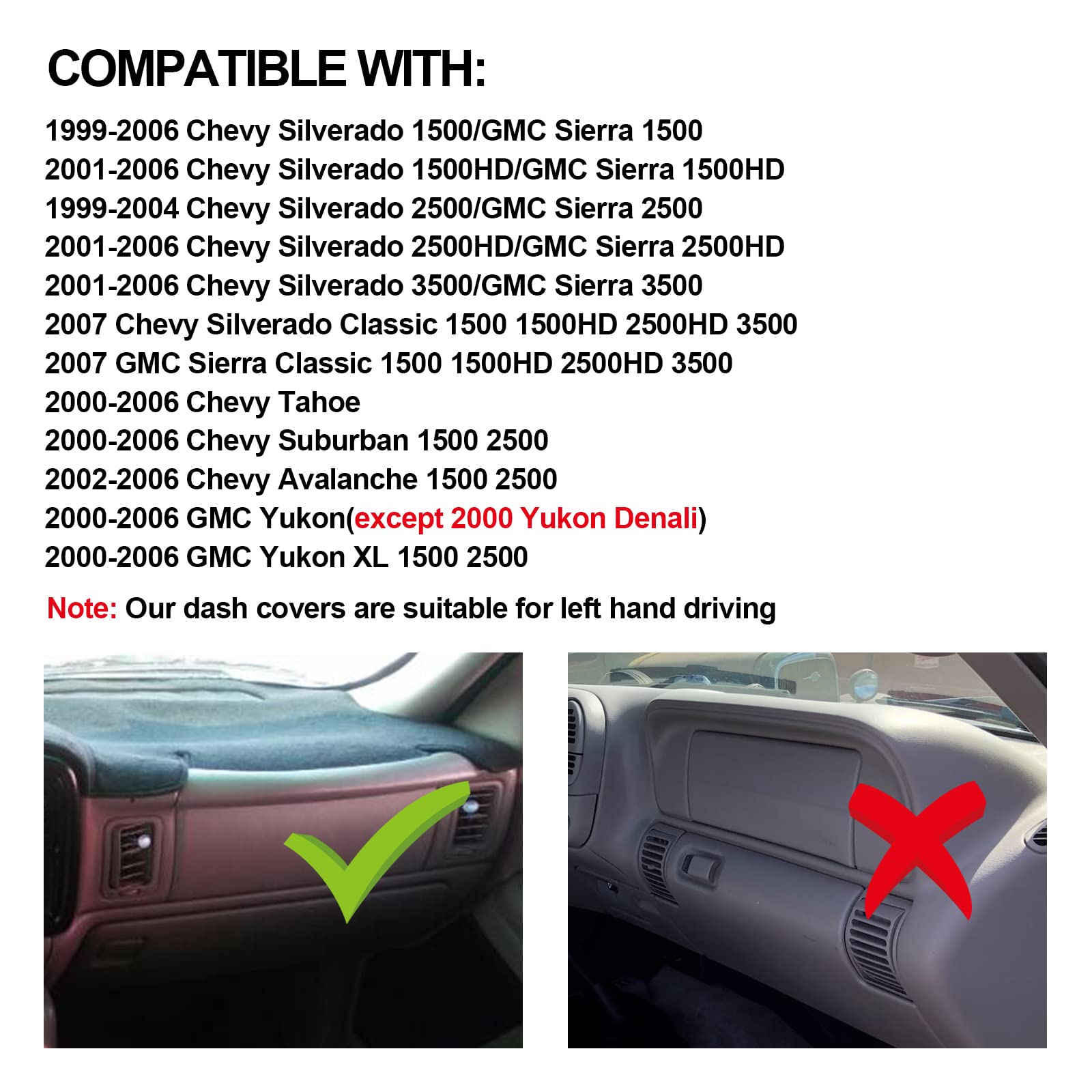 HanLanKa Dashboard Cover for Chevrolet Silverado 1999-2006, Premium Carpet, Beige, Model HLK-ZGD-0106MXFL-FBA