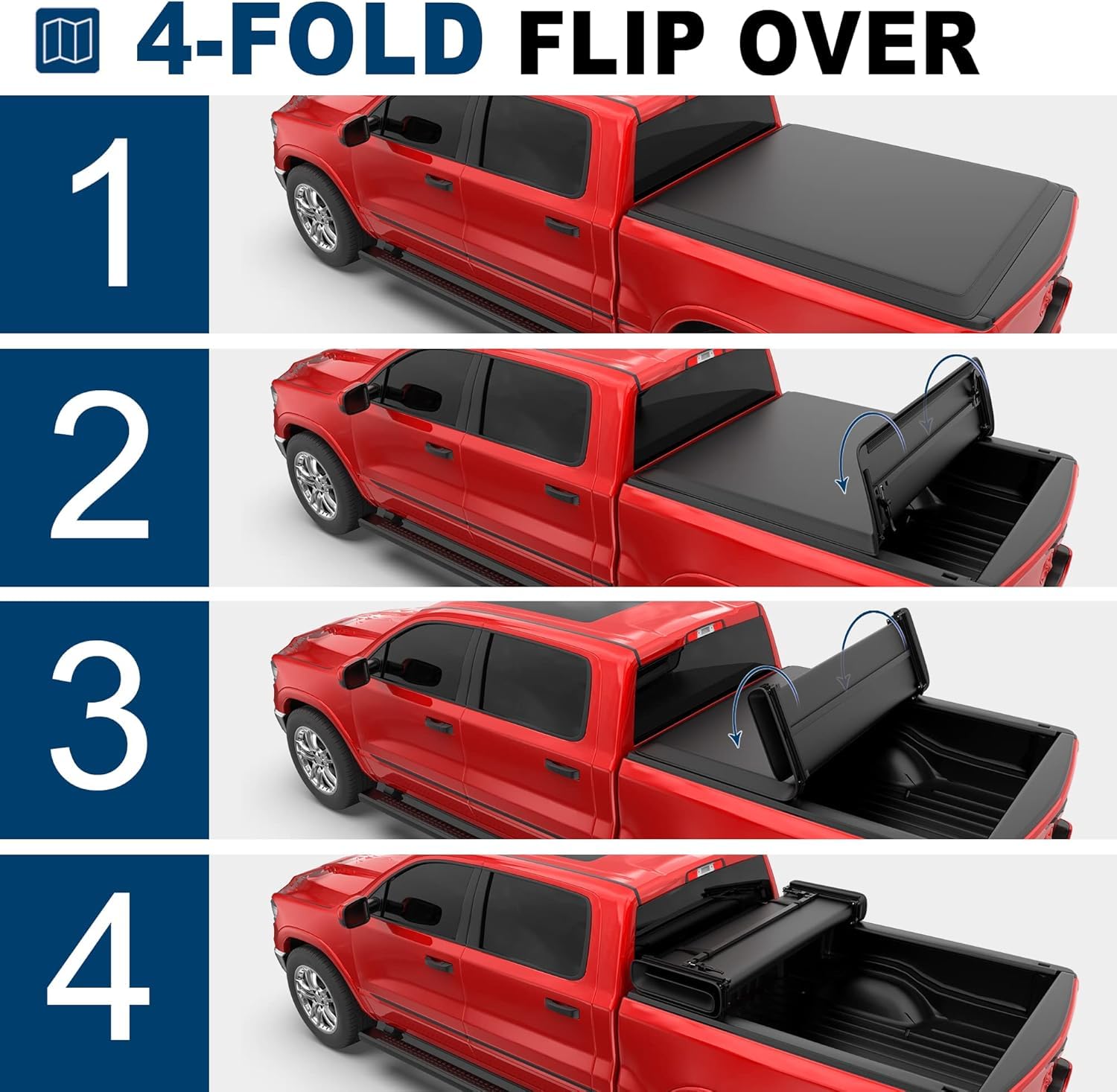 Mostplus Soft Quad Fold Truck Bed Tonneau Cover Compatible For 2002-2025 Dodge Ram 1500 Inclu. Classic & New Body/2003-2024 Ram