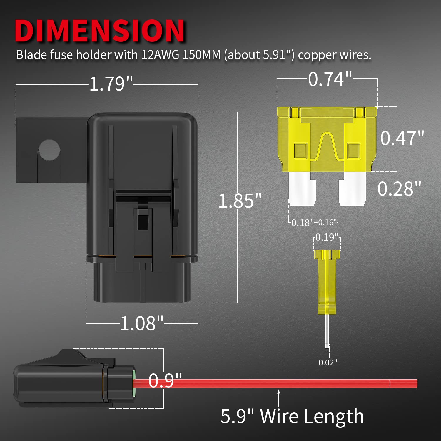 Daiertek Inline Fuse Holder 12V 12 Awg Waterproof Atc/Ato Blade Fuse Holder With 20 Amp 30 Amp 40 Amp Inline Fuse Heavy Duty In