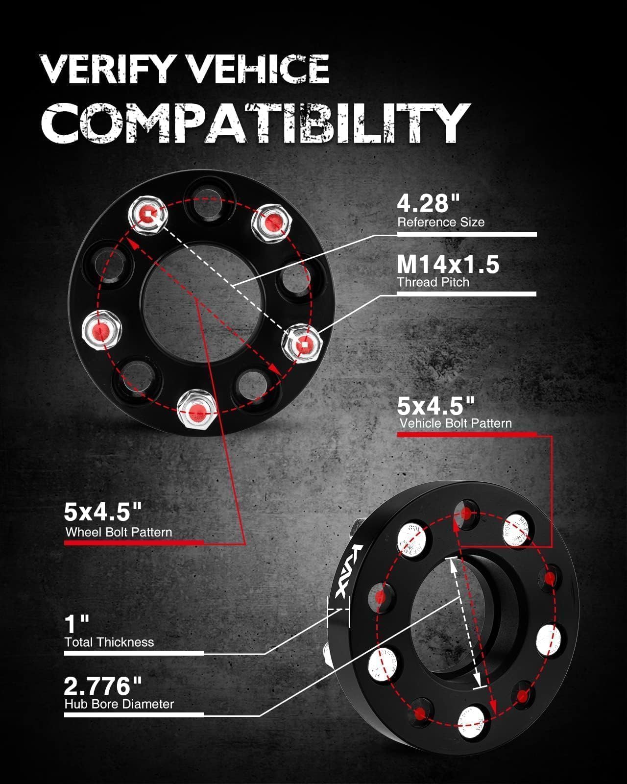 Kax 5X4.5 Wheel Spacers,1 Inch 5 Lug Hub Centric Wheel Spacers Fit For Camry, Rav4, Highlander, Sienna, Rx350, Es350, Venza, Ava