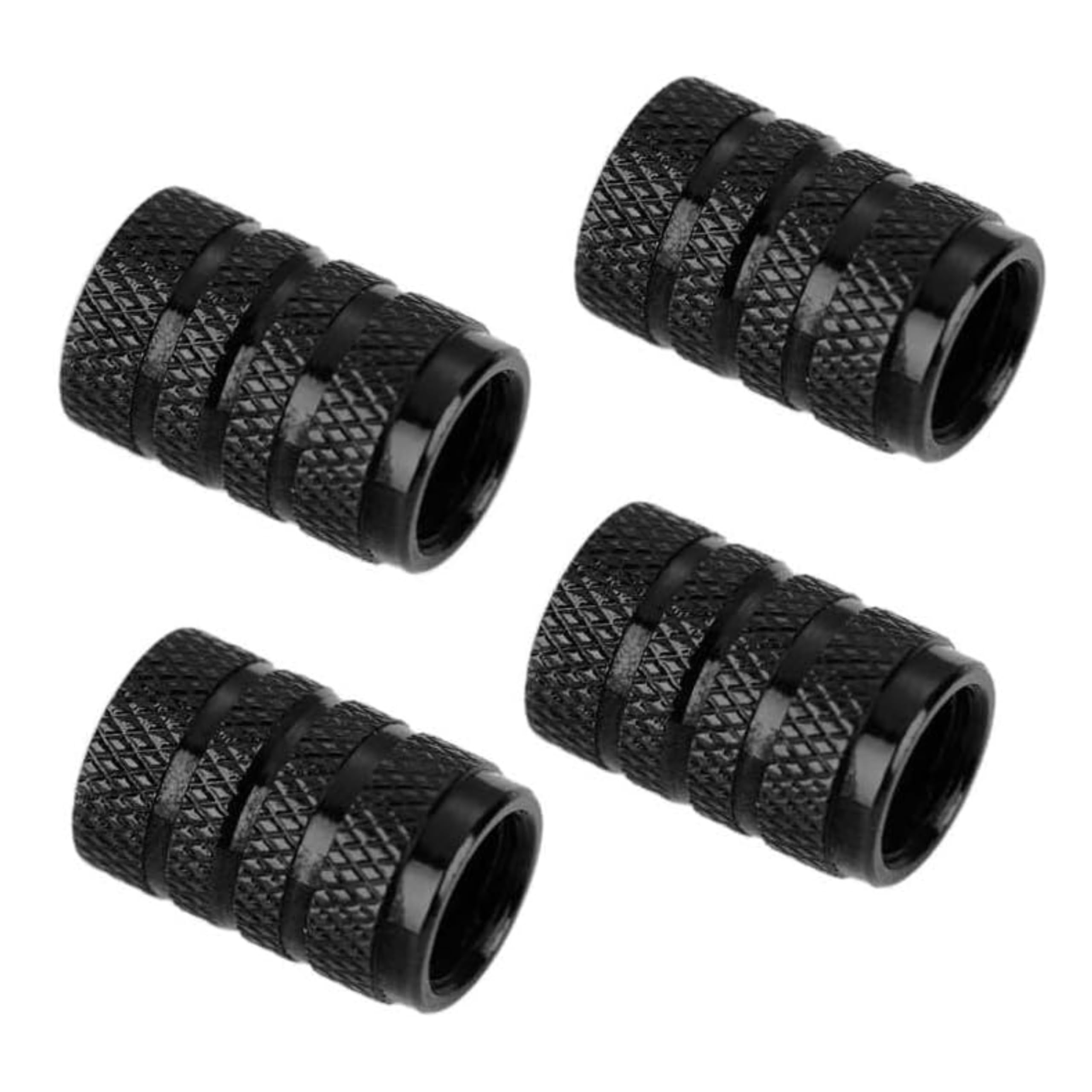 Generic Tire Valve Stem Caps, Tire Valve Cover, Black Aluminum, 4 Pcs/Pack, Anodized Finish, Universal Valve Cap Set For Cars, T
