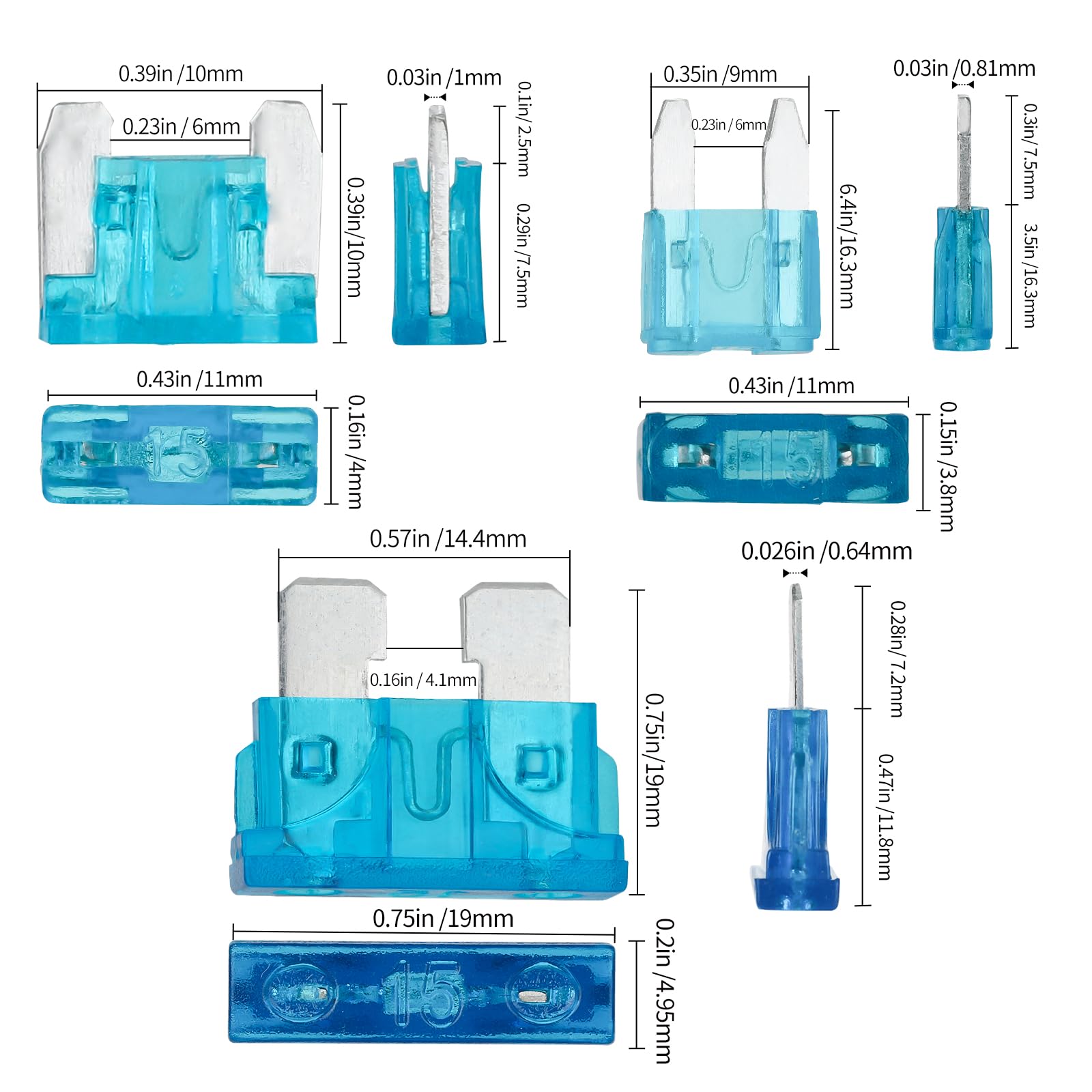 Xjlsgxusg 100 Pcs Micro & Mini & Standard Fuses Kit, Blade Fuse Assortment Kit(5A/7.5A/10A/15A/20A) (With Puller Tool) For Car,