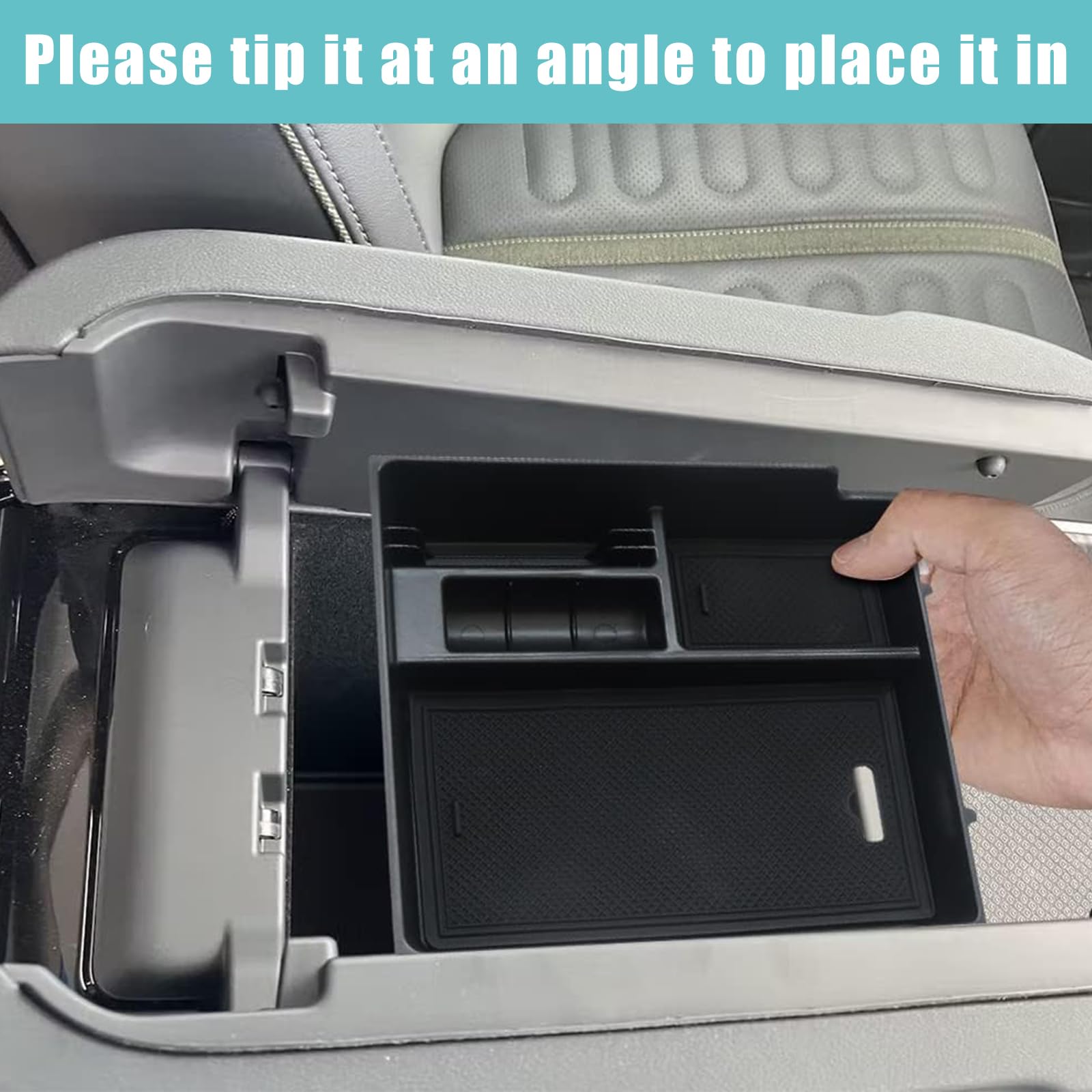 Bestevmod For Rivian R1T & R1S Armrest Storage Box And Cup Holder Lower Center Console Organizer Tray 2Pcs With Pvc Trim Compati