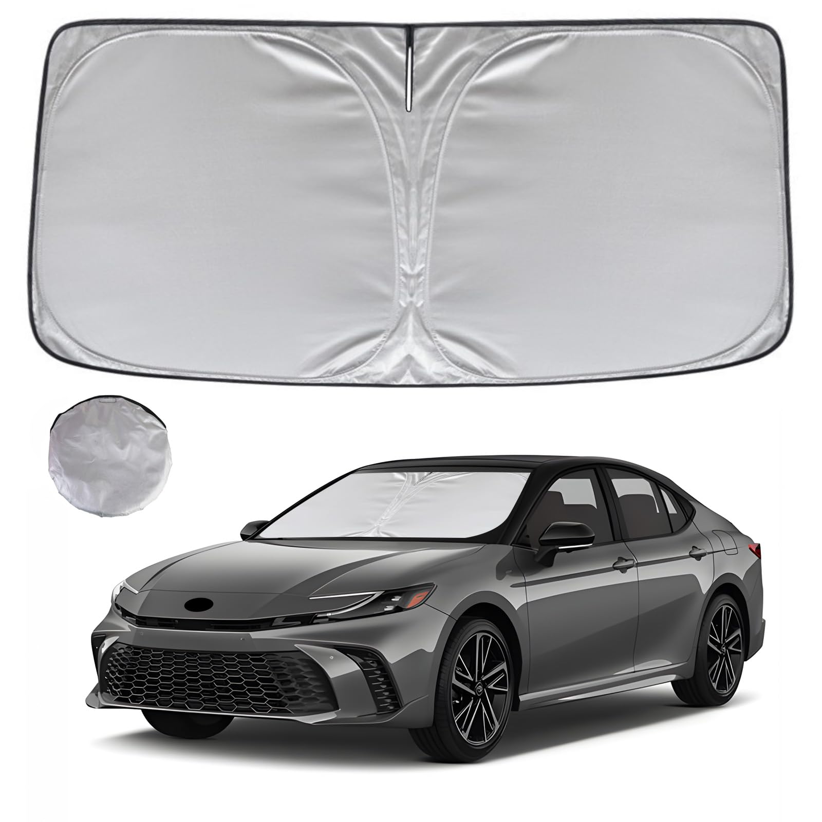 Kayzt Windshield Sun Shade For 2025 2026 Toyota Camry Le Xle Hybrid Se Xse Foldable Sunshade Front Window Custom Fit Car Accesso