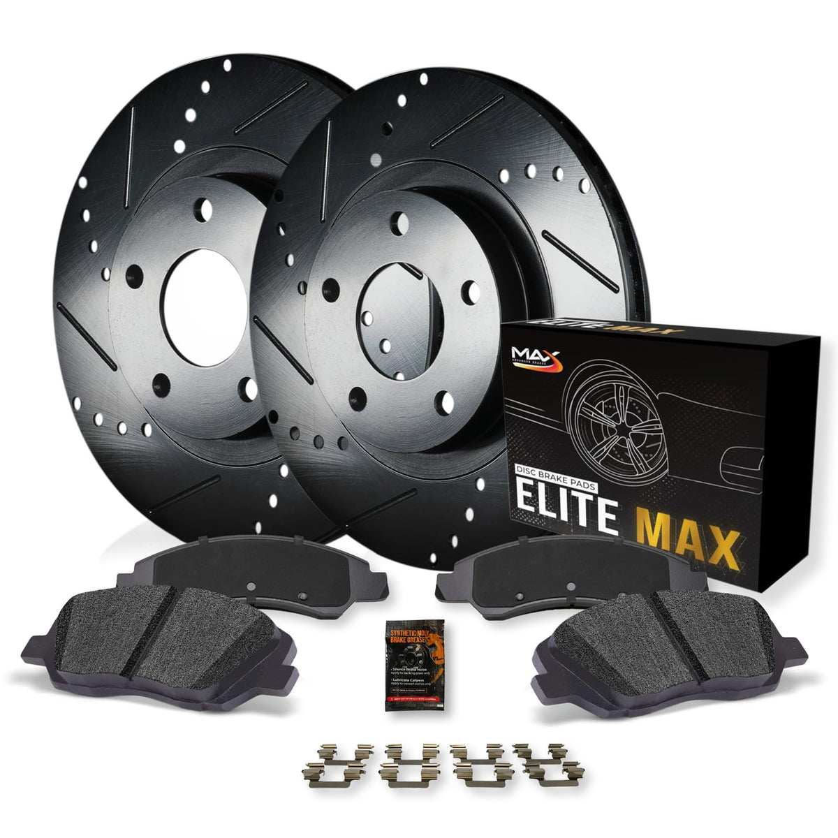 Max Advanced Brakes Rear Brake Kit For 2010 2011 2012 Lexus Hs250H 2006-2011 12 13 14 15 16 17 18 Toyota Rav4 Replacement Drilled Slotted Black Coated Disc Brake Rotors And Ceramic Brake Pads