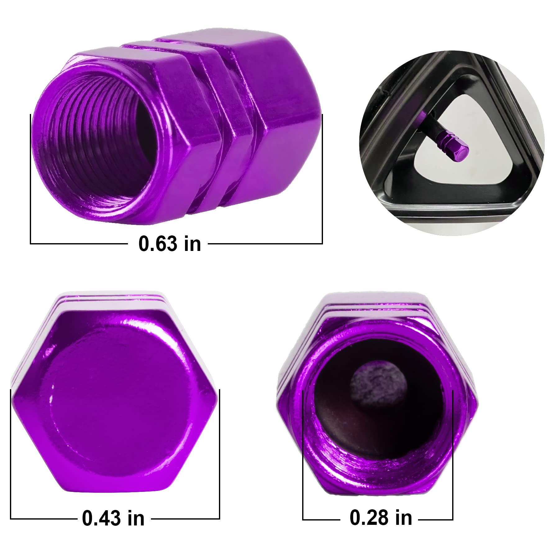 Justtop Car Tire Valve Stem Caps, 12Pcs Air Caps Cover, Universal For Cars, Suvs, Bike, Trucks And Motorcycles-Purple
