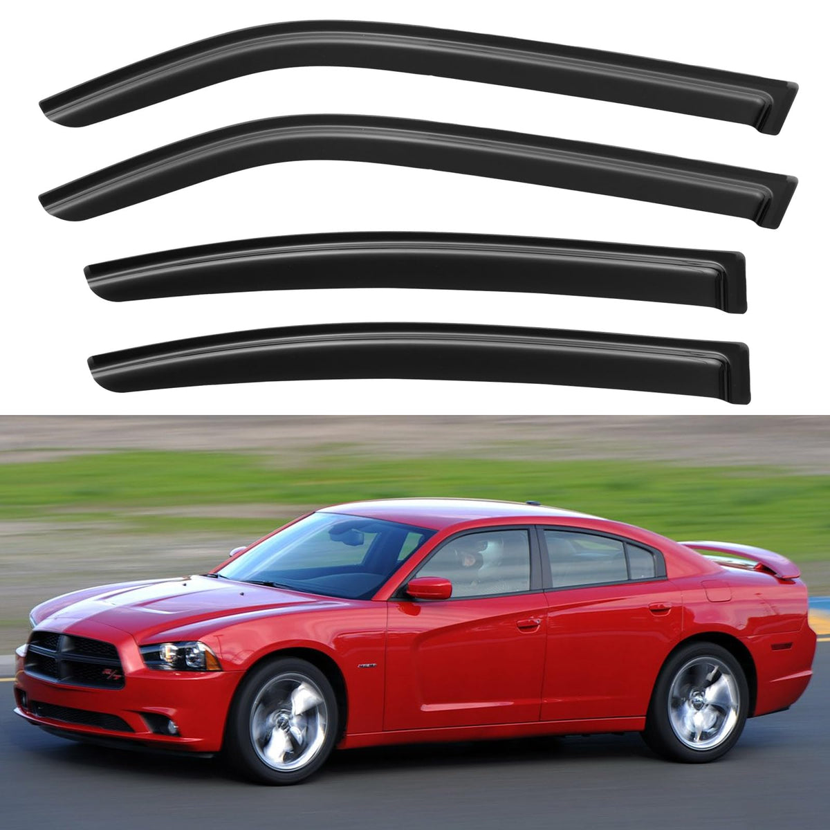 Window Visors Rain Guards for 2006 2007 2008 2009 2010 Dodge Charger, Out-Channel Window Vent Wind Deflectors Visors Shades for 