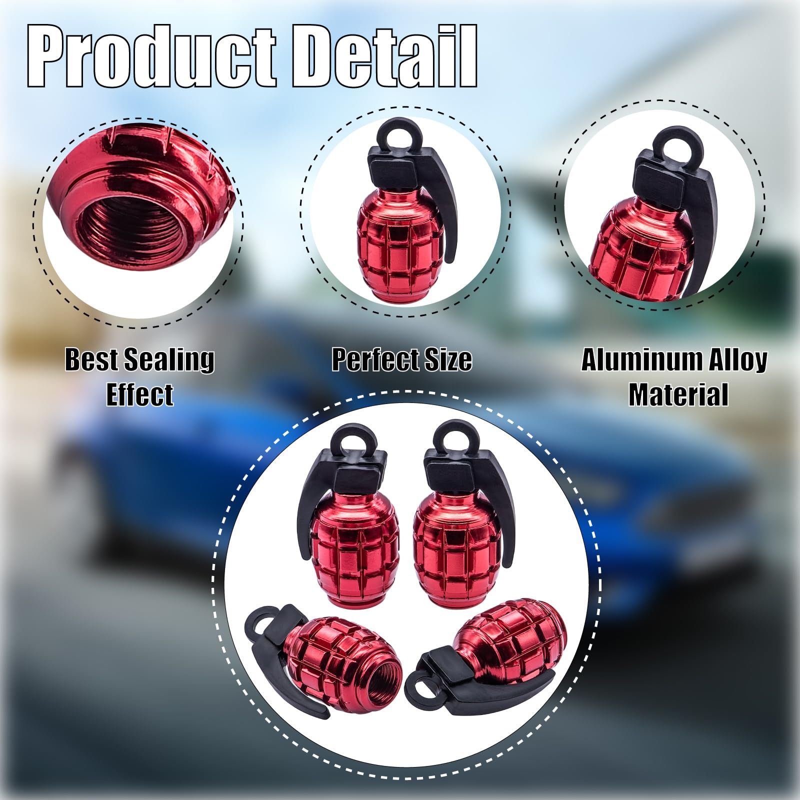 Meajoo 8Pcs Tire Valve Stem Caps, Aluminium Alloy Tire Valve Stem Covers Universal Car Wheel Tire Valve Caps For Cars, Trucks, S