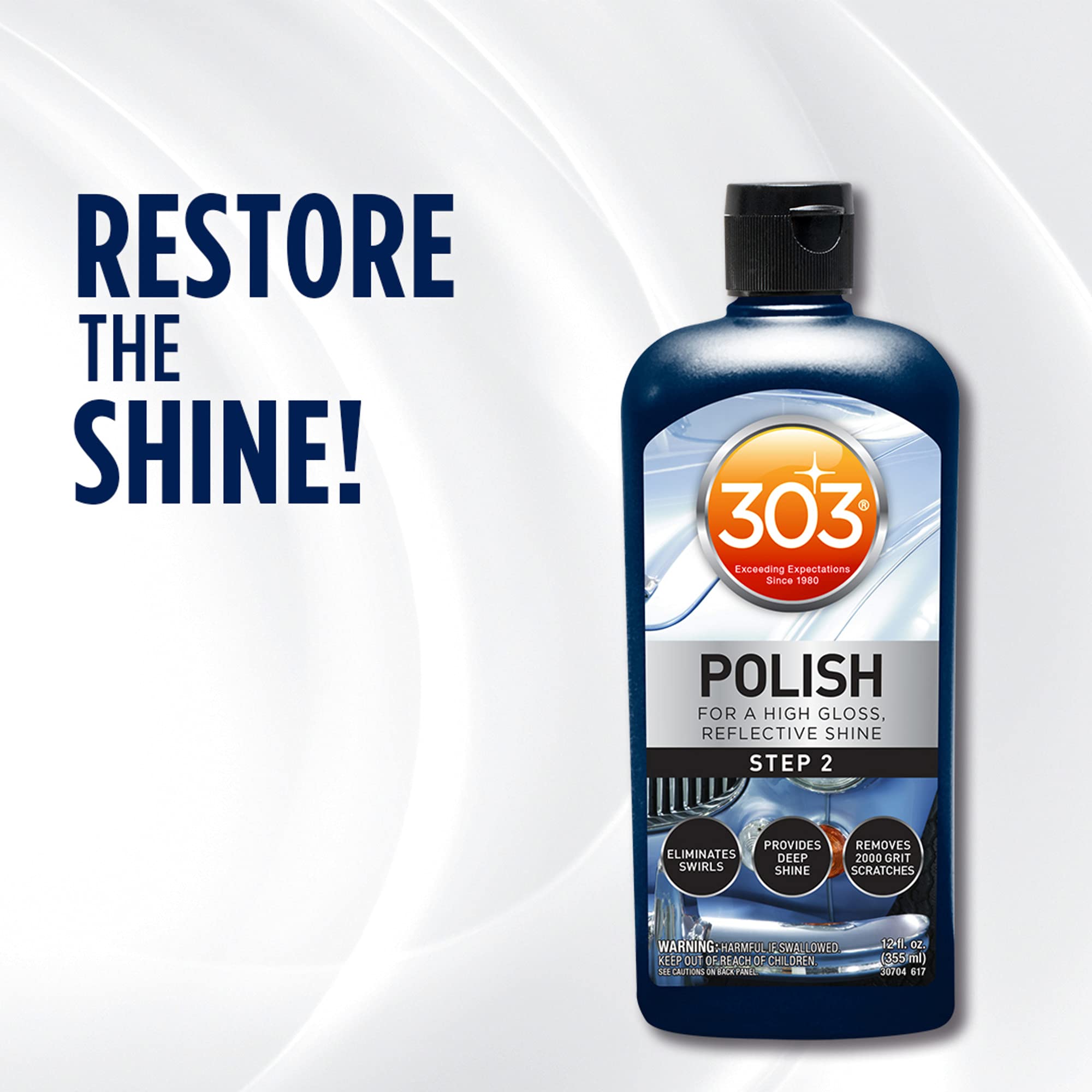 303 Polish - For High Gloss, Reflective Shine - Eliminates Swirls - Provides Deep Shine To Paint - Removes 2000 Grit Scratches (