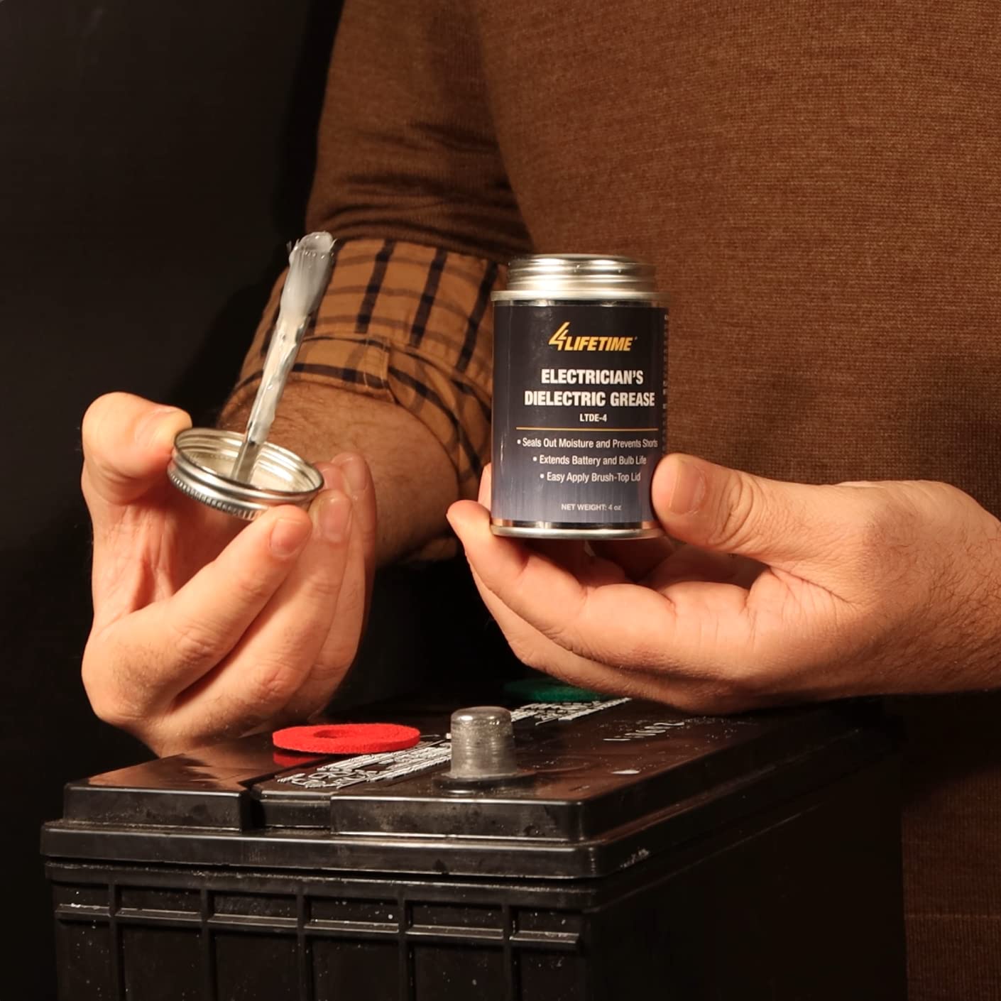 Dielectric Silicone Grease - Waterproof And Non-Conductive Lubricant For Electrical And Automotive Applications - 4Oz Brush Top Can, Versitle Silicone Lubricant, Protection For Electrical Components