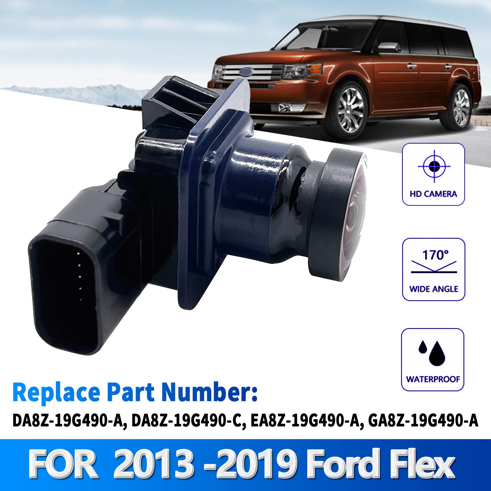 Rear View Back Up Camera Compatible With Ford Flex 2013-2019 Replaces Da8Z-19G490-A Da8Z-19G490-C Ea8Z-19G490-A Ga8Z-19G490-A