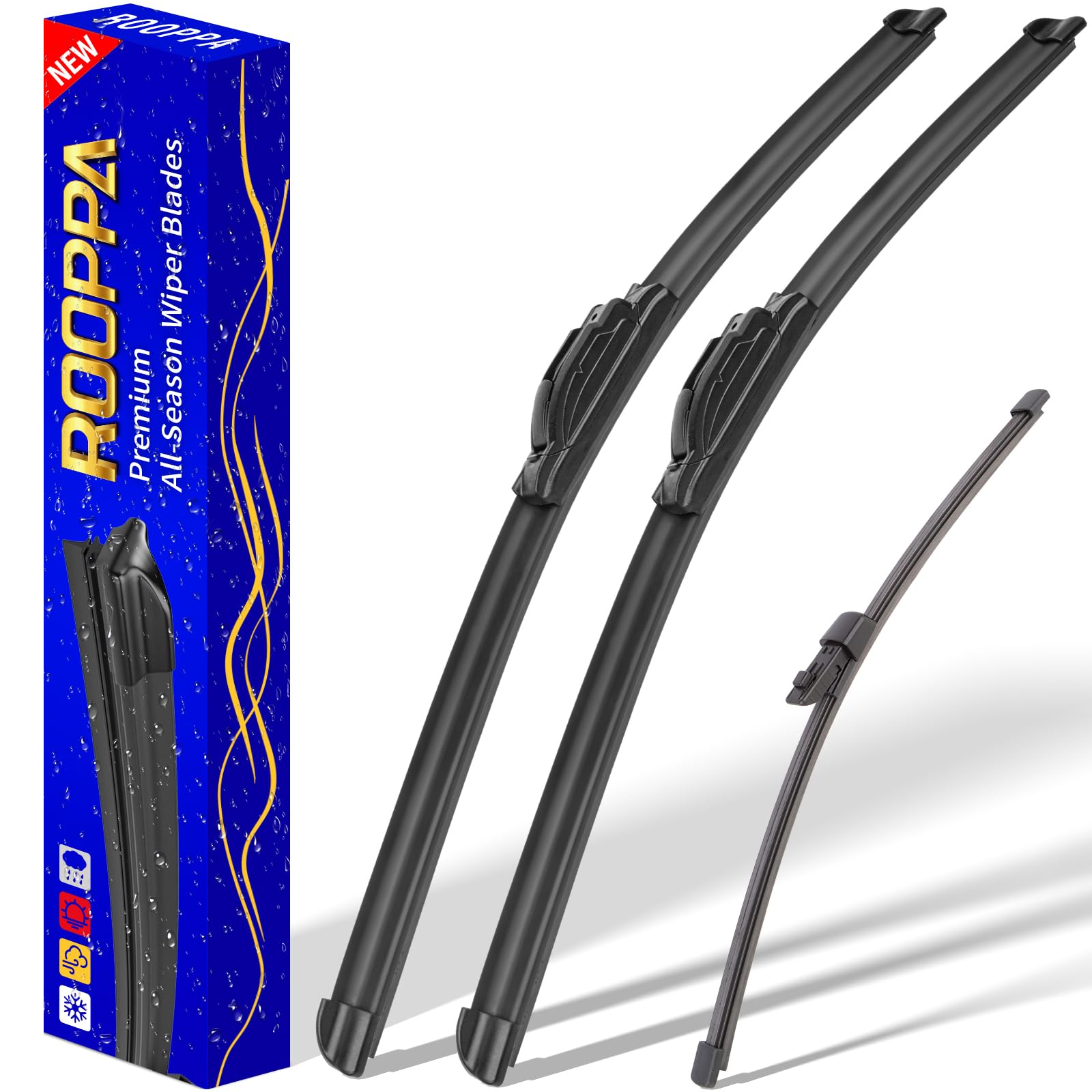 3 Wipers Replacement For 2017 Ford Expedition, Windshield Wiper Blades Original Equipment Replacement - 22''/22''/15'' (Set Of 3