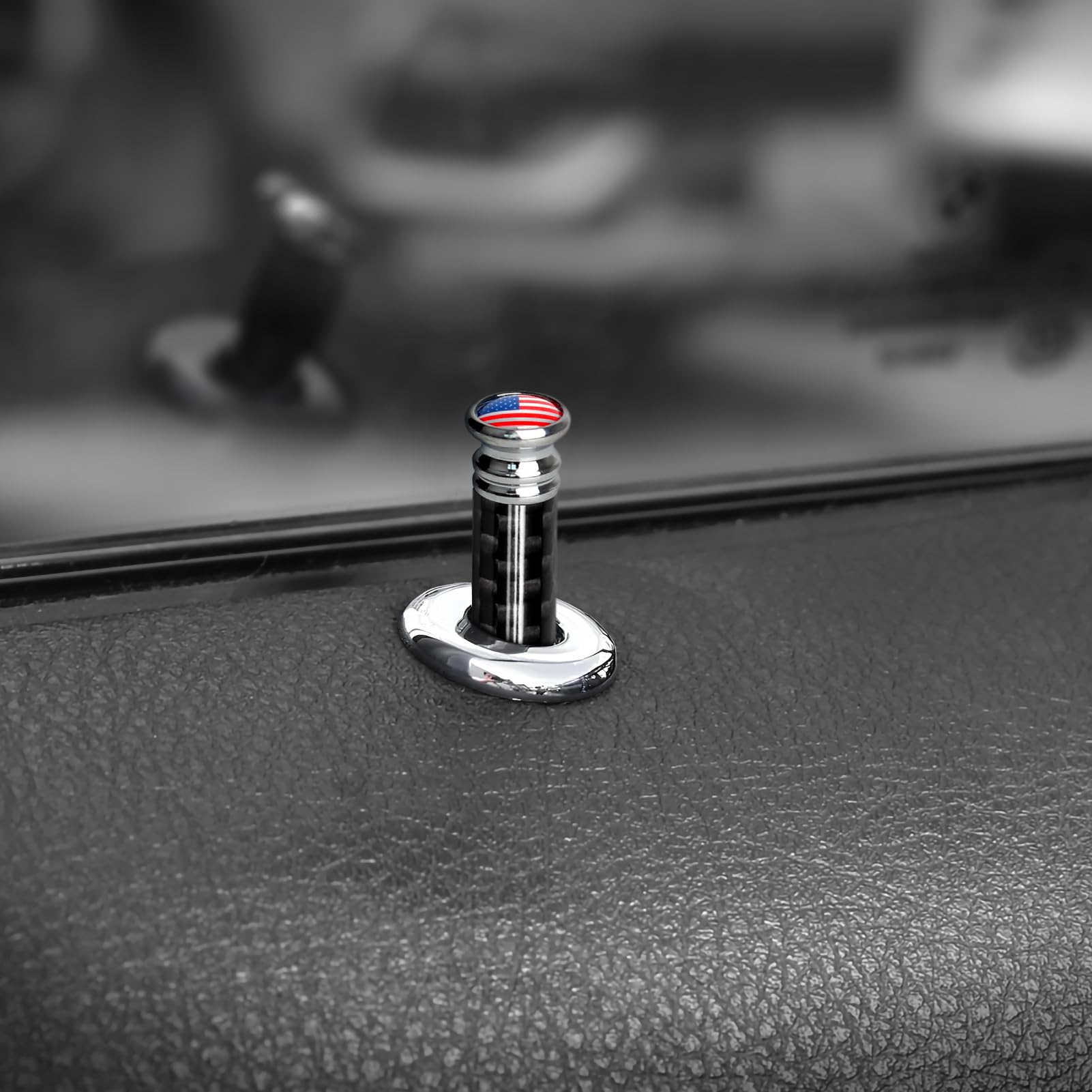 4Pcs Car Door Lock Knobs Carbon Fiber Door Lock Bolt Pin Cover American Flag Universal Modification Interior Accessries (Red Flag)