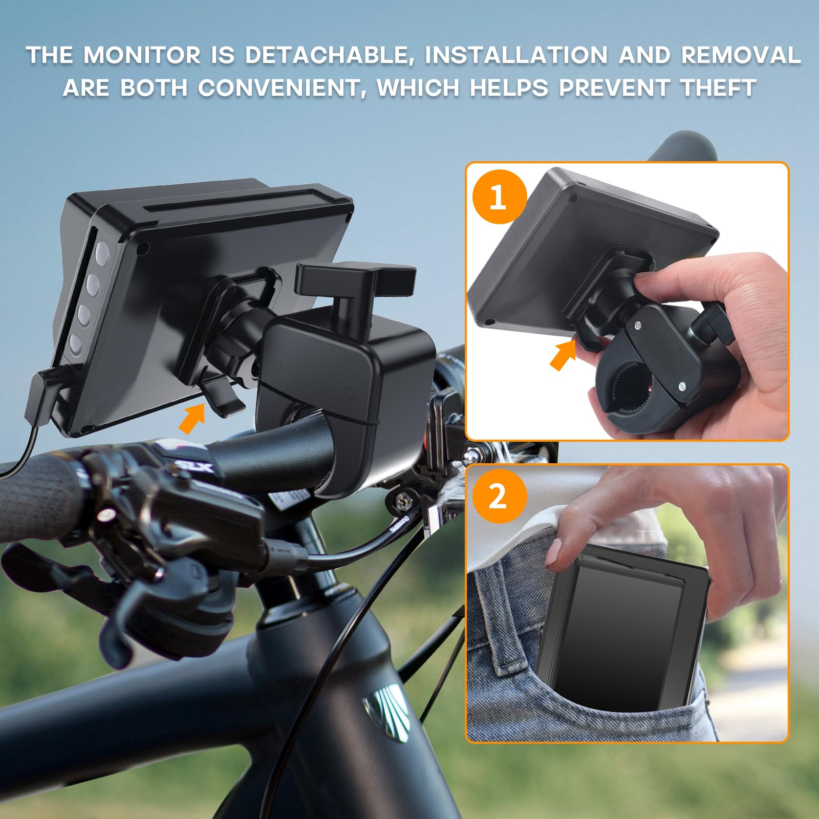 PARKVISION Bicycle Rear View Camera, 4.3'' HD 1080P Monitor, Auto Dim, 8000mAh Battery, Easy 3-Min Installation for Mountain & Road Bikes