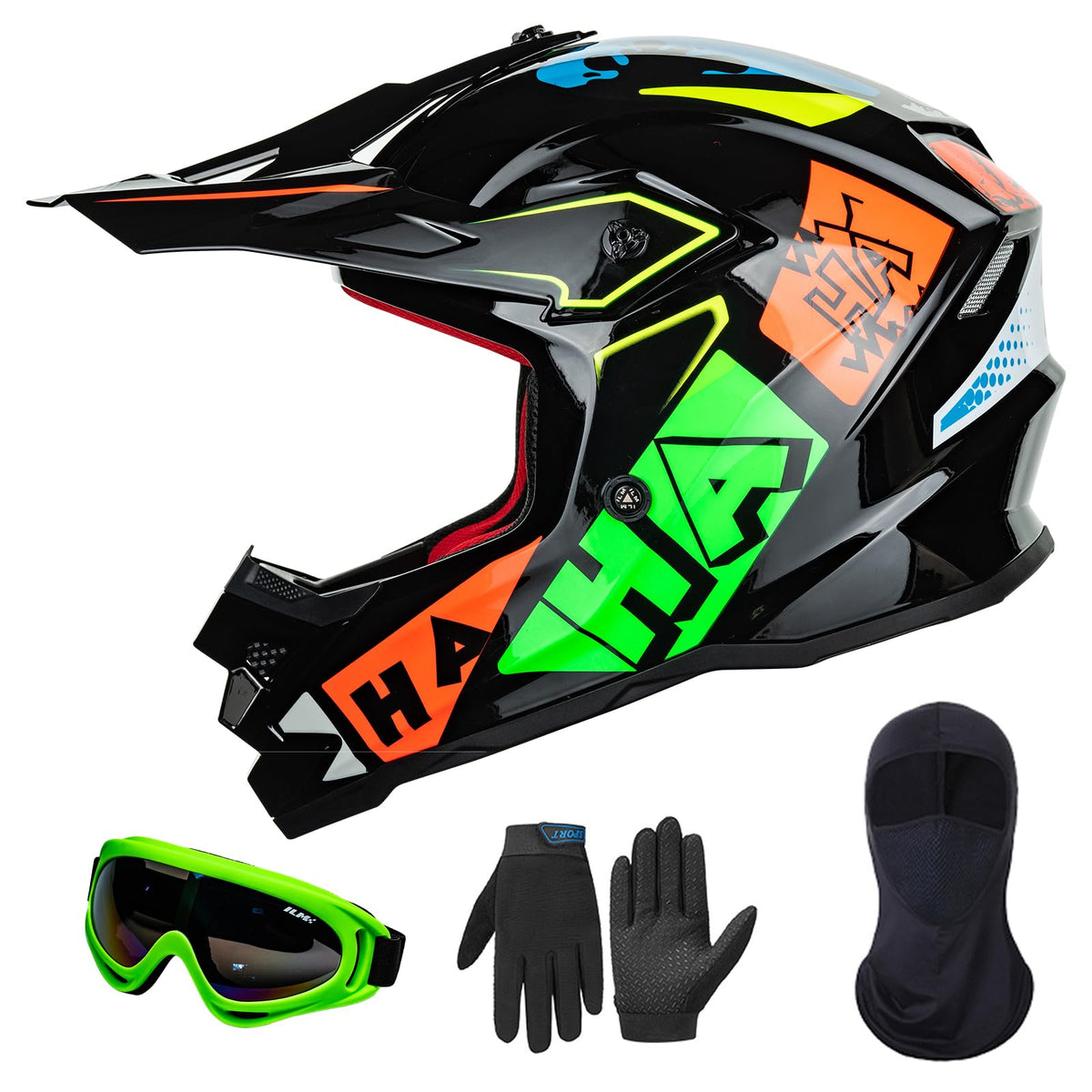 ILM Youth ATV Helmet Kids Dirt Bike Motocross BMX Off Road Motorbike Go Kart Casco DOT ECE Model Z705 (Hip-hop, L)