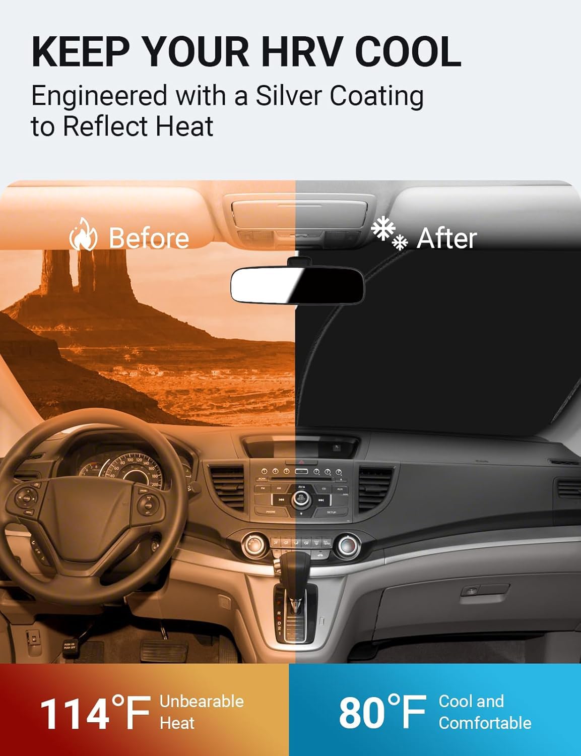 Proadsy 2024 Upgrade Front Windshield Sun Shade Foldable Sunshade Protector Custom Fit 2022 2021 2020 2019 2018 2017 2016 2015 H