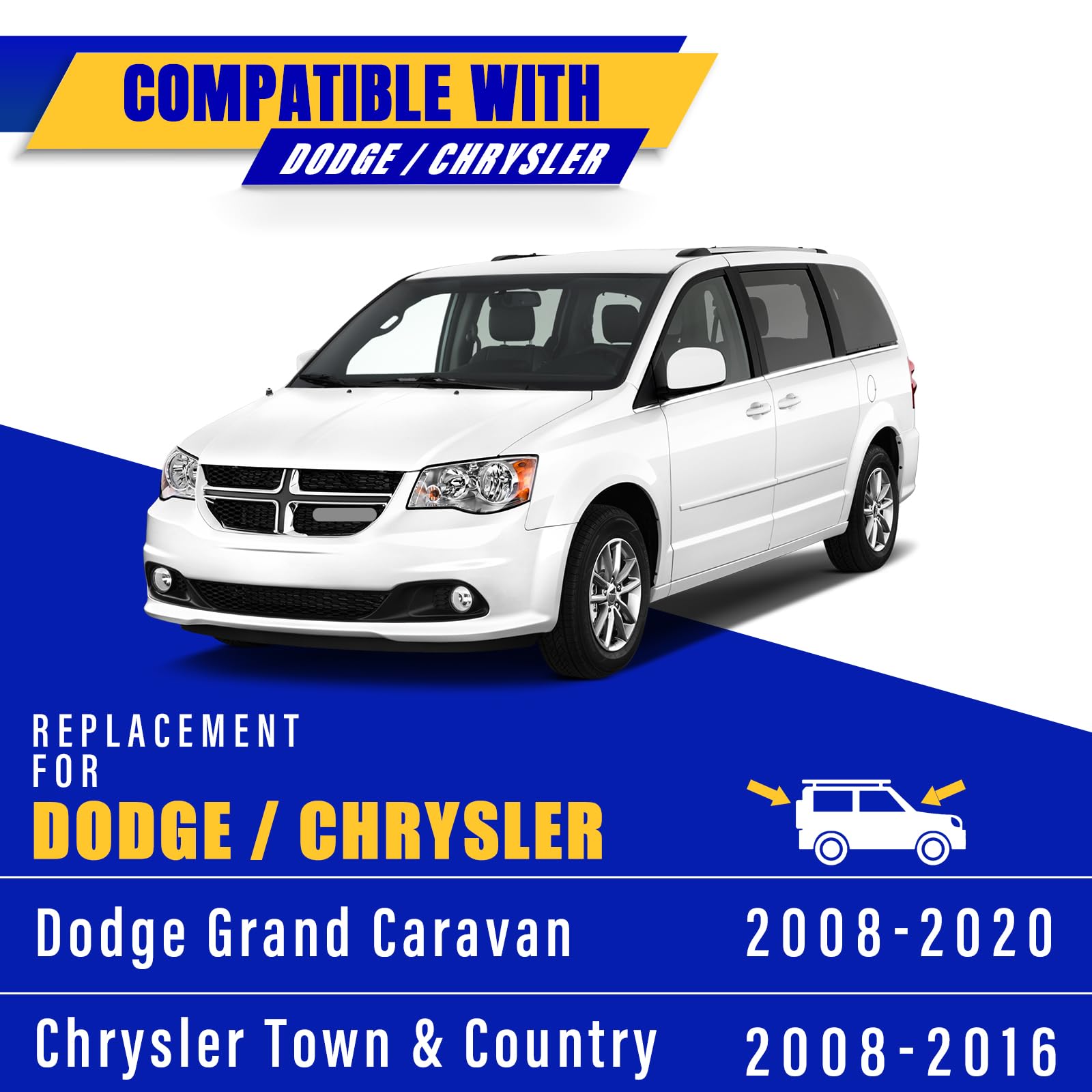 3 Wipers Replacement For 2008-2019 Dodge Grand Caravan, Windshield Wiper Blades Original Equipment Replacement - 26''/20''/16''