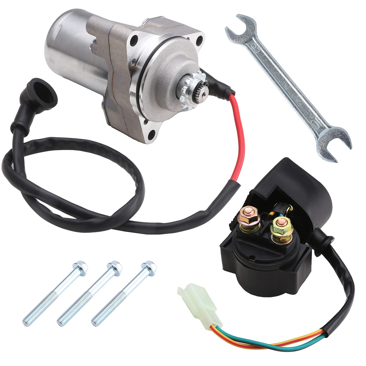 Stylemafia 3 Bolt Starter Motor Starter Solenoid Relay Fit For 50Cc 70 Cc 90Cc 100Cc 110Cc 125Cc 4 Stroke Quad Wheelers Atvs Taotao Ssr Roketa Go Karts Pit Bike Jonway Sunl Dune Buggy Coolster