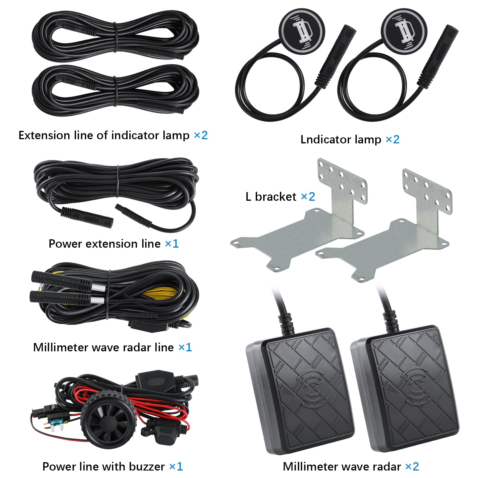 BlueDex Blind Spot Monitoring System - 24GHz Millimeter Wave Sensor, DC12V, Black