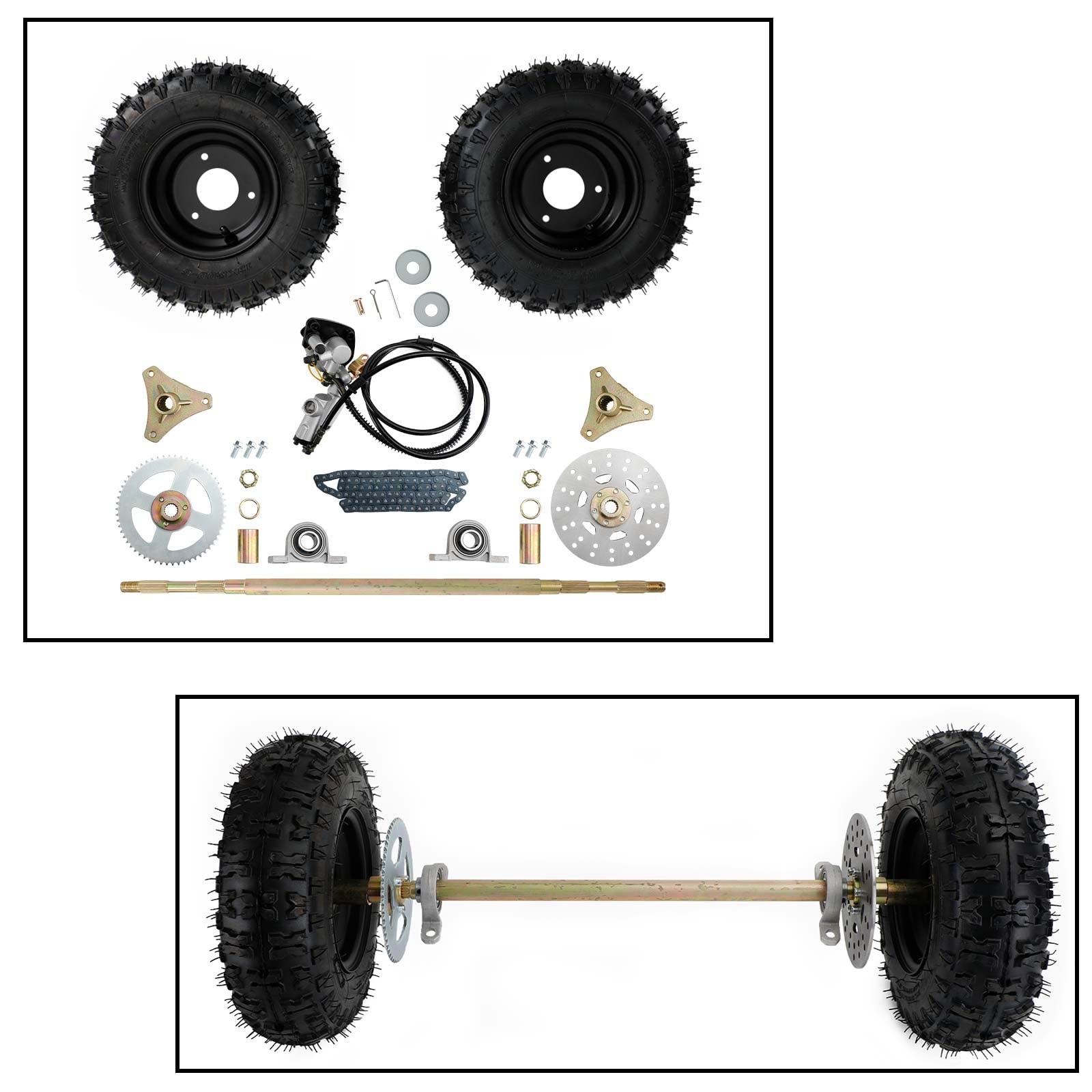 Bruce & Shark 29 Rear Axle Assembly Complete Wheel Hub Kit for Go Kart Quad Trike Drift Bikes go kart wheels go kart rear axle
