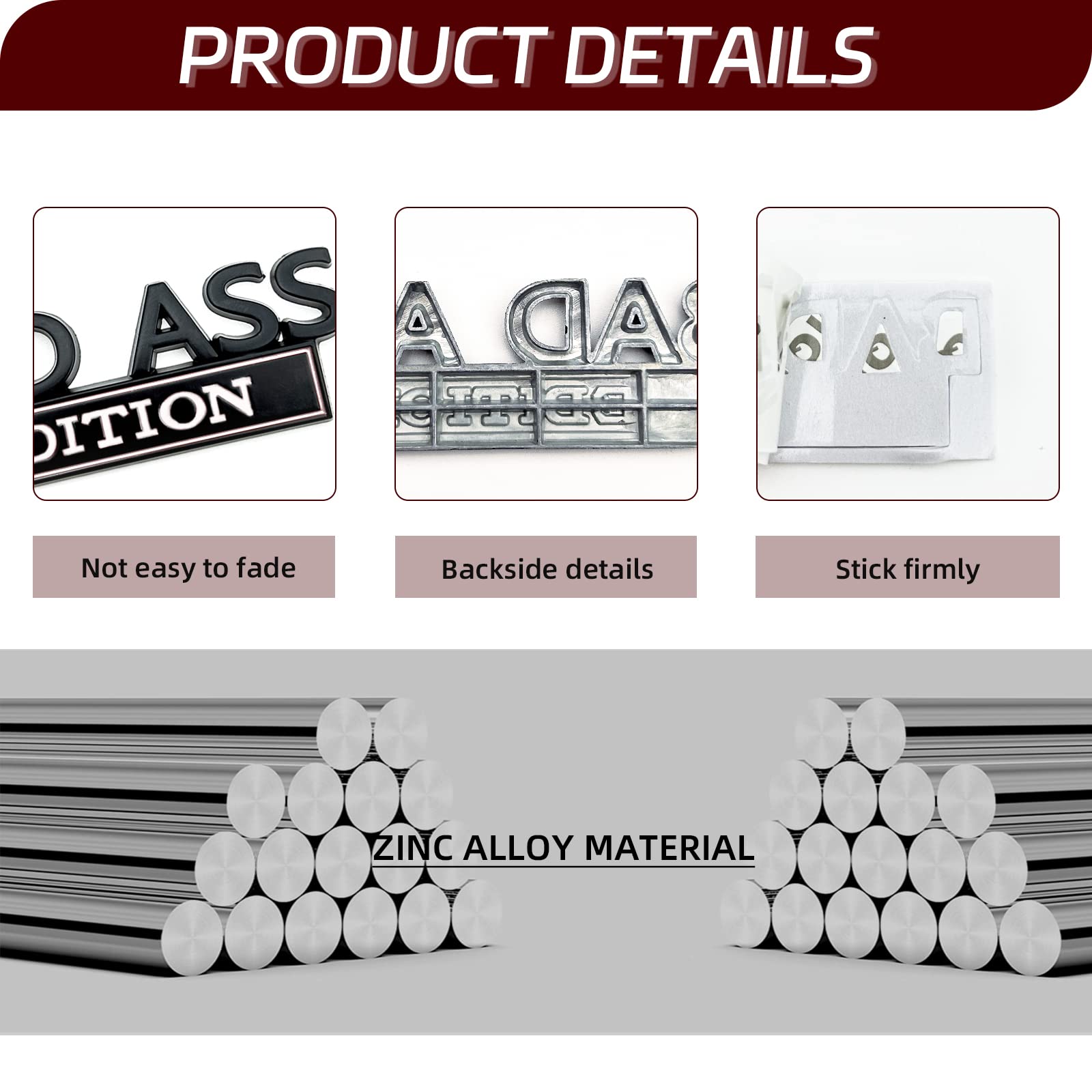 2Pcs Bad-Ass Edition Emblem For Car, 3D Fender Badge Decal, Auto Accessories For Tailgate Front Grille Hood Trunk, Car Exterior Replacement Accessories, Compatible With Car Motorcycle (Black & White)