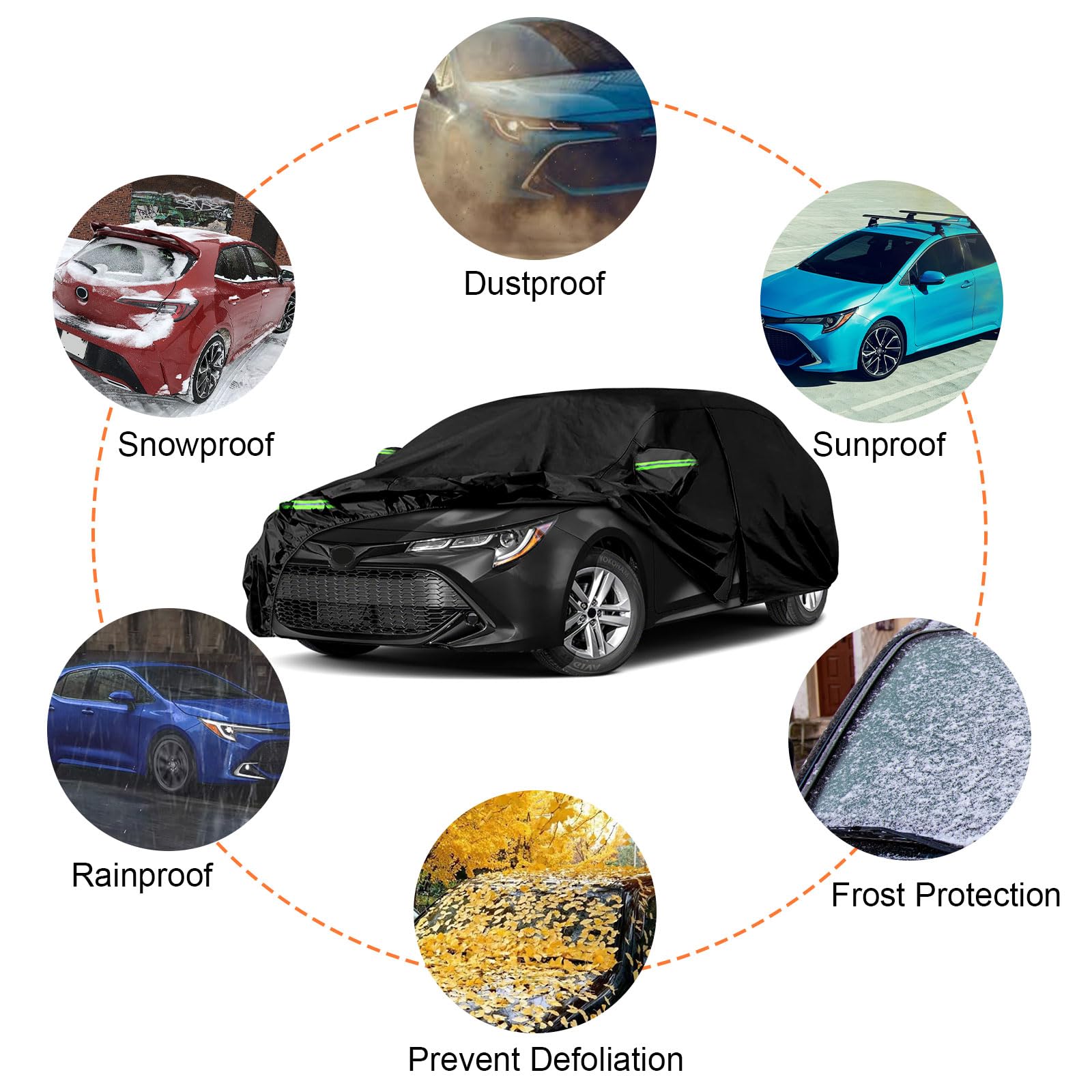Waterproof Car Covers Replace For 2019-2025 Toyota Corolla Hatchback, 6 Layers All Weather Custom-Fit Outdoor Full Car Covers Wi
