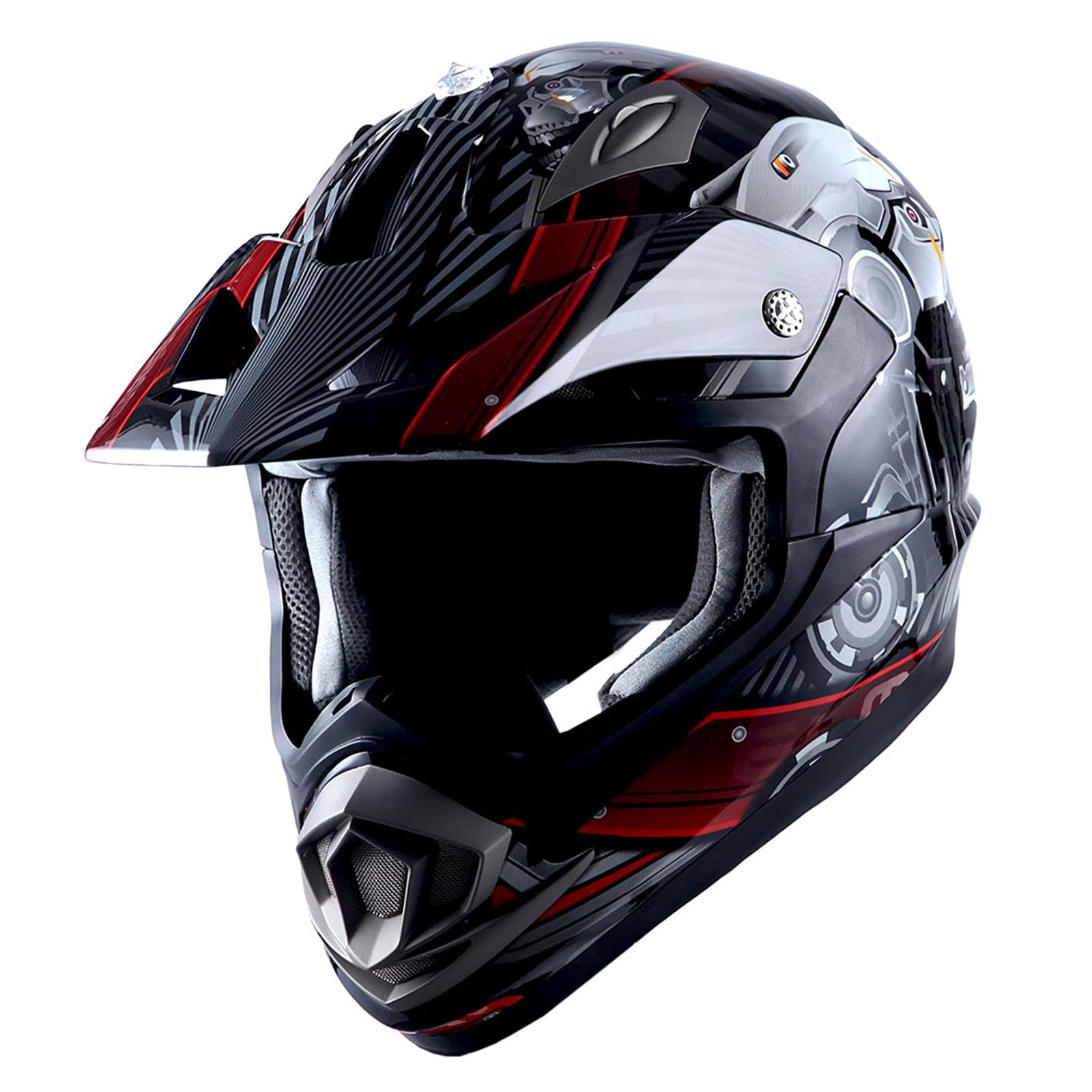 1Storm Adult Motocross Helmet Off Road Mx Bmx Atv Dirt Bike Mechanic Hgxp14B Skull Red