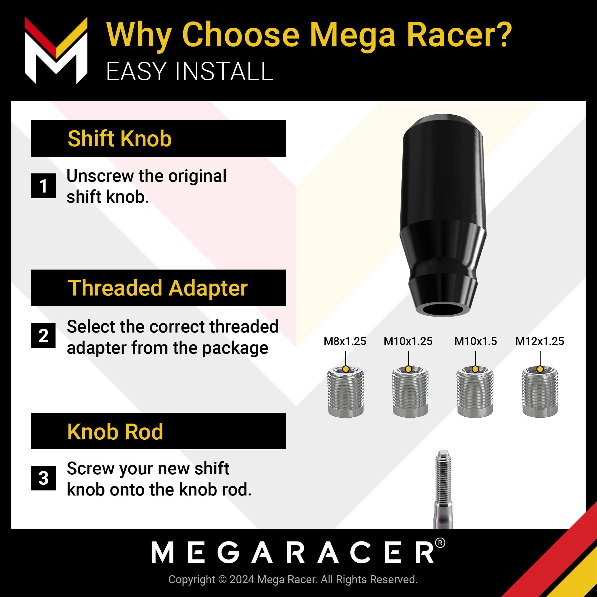 Black Manual Gear Shift Knob | Automatic Buttonless Shifter Knobs | Gear Stick Shifter 6 Speed 5 Speed Car Shifter Nob Gear Knob