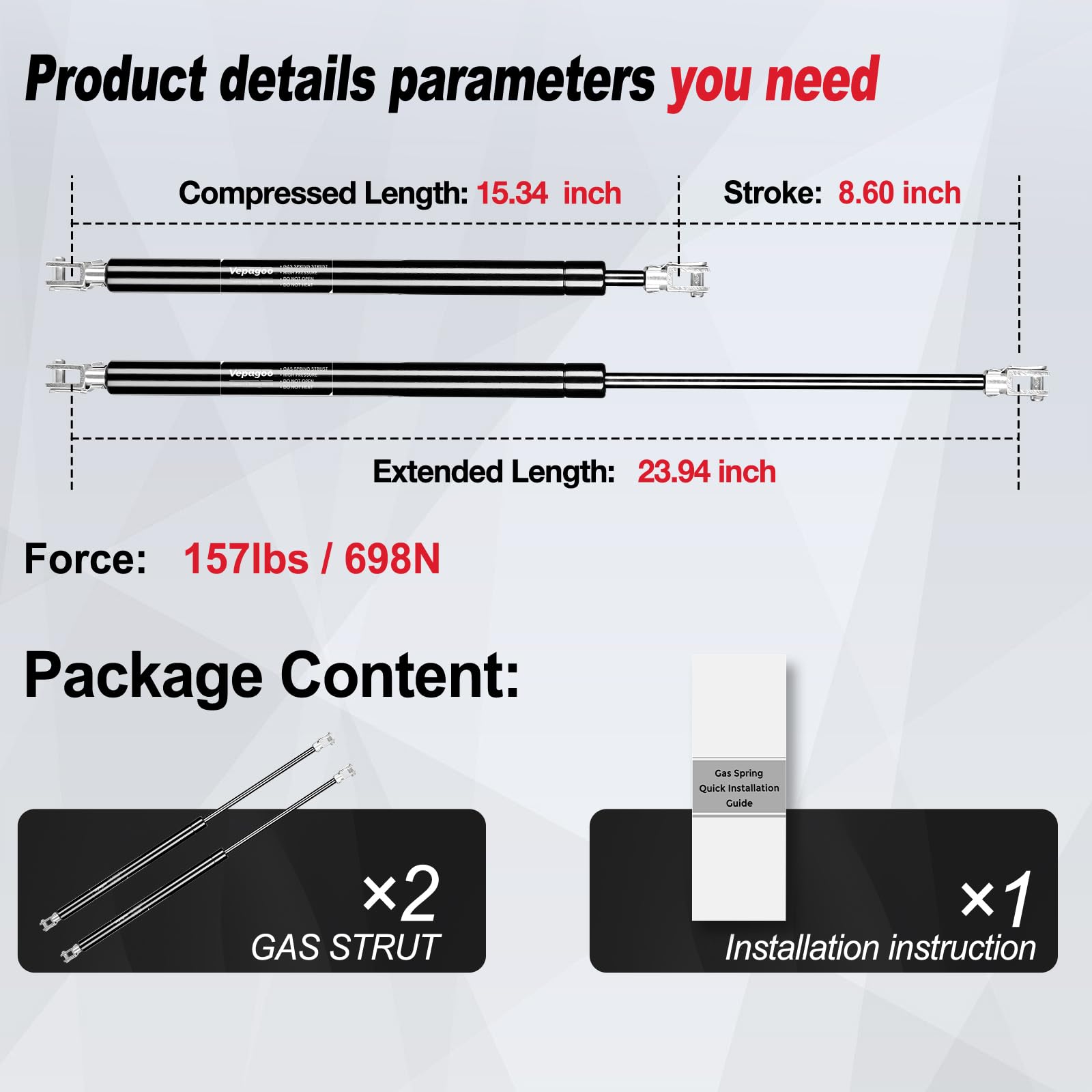 Vepagoo 3B-586261 Rear Hatch Liftgate Tailgate Struts Compatible With 1996-2002 Toyota 4Runner, Toyota Hilux Sw4 Hilux Surf Shoc