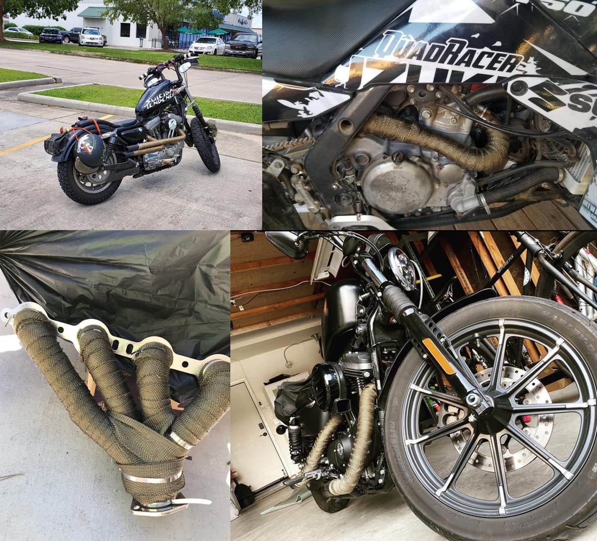 Artr Titanium Exhaust Header Wrap 2 Rolls (2 X 50' Each Roll) Kit With 20Pcs 11.8 Inch Stainless Steel Locking Ties