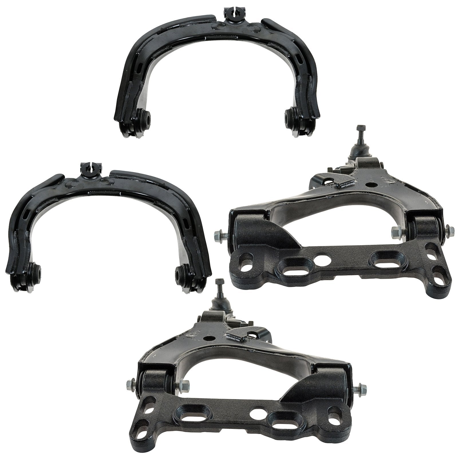 TRQ Front Upper & Lower Control Arm with Ball Joint Set Compatible with 04-07 Buick Chevrolet GMC Isuzu 04 Oldsmobile 05-07 Saab