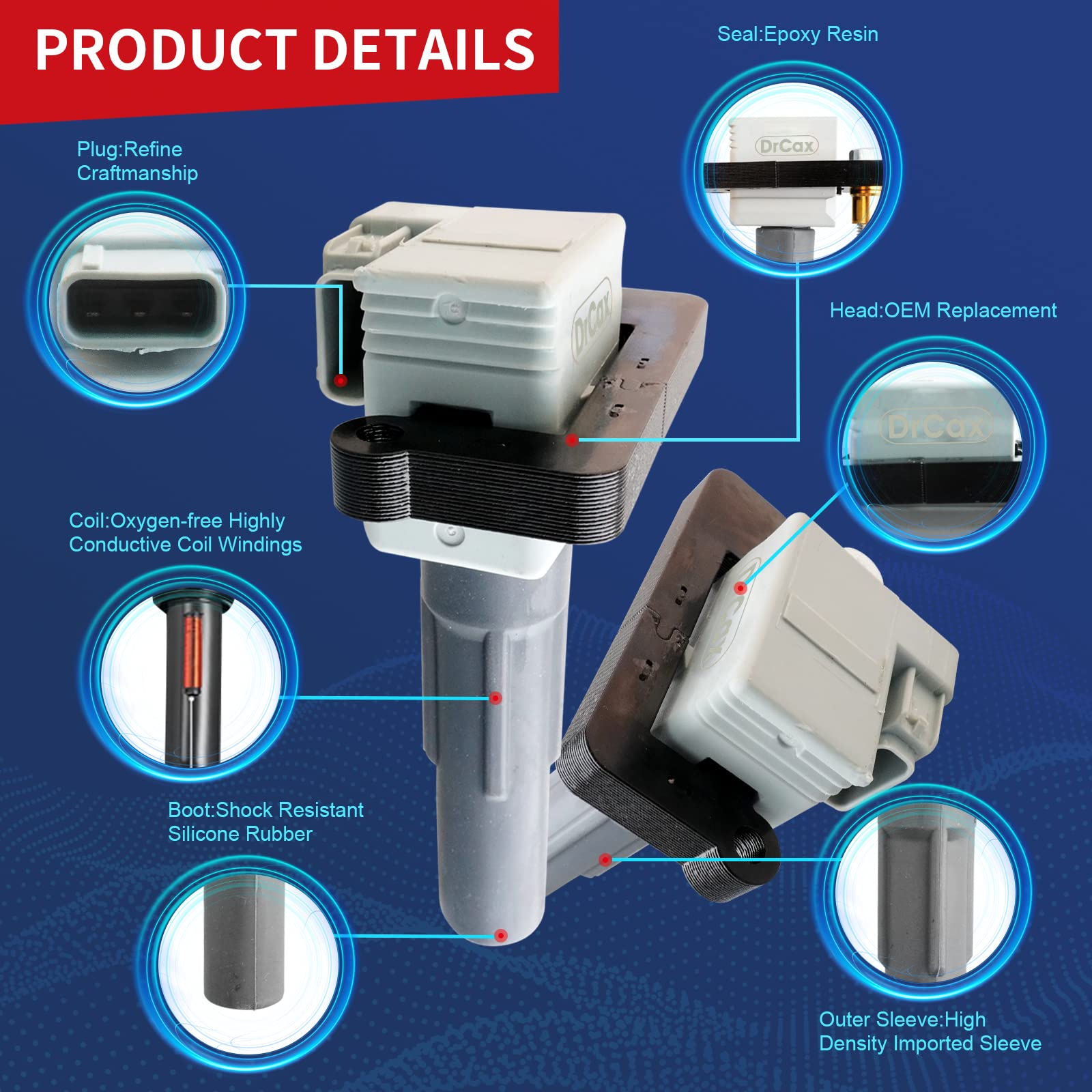 Drcax Oem Ignition Coil Uf480 C1401 Ej205 Compatible With Subaru 2002 2003 2004 2005 Impreza Wrx, Wrx Wagon Replaces 22433Aa561