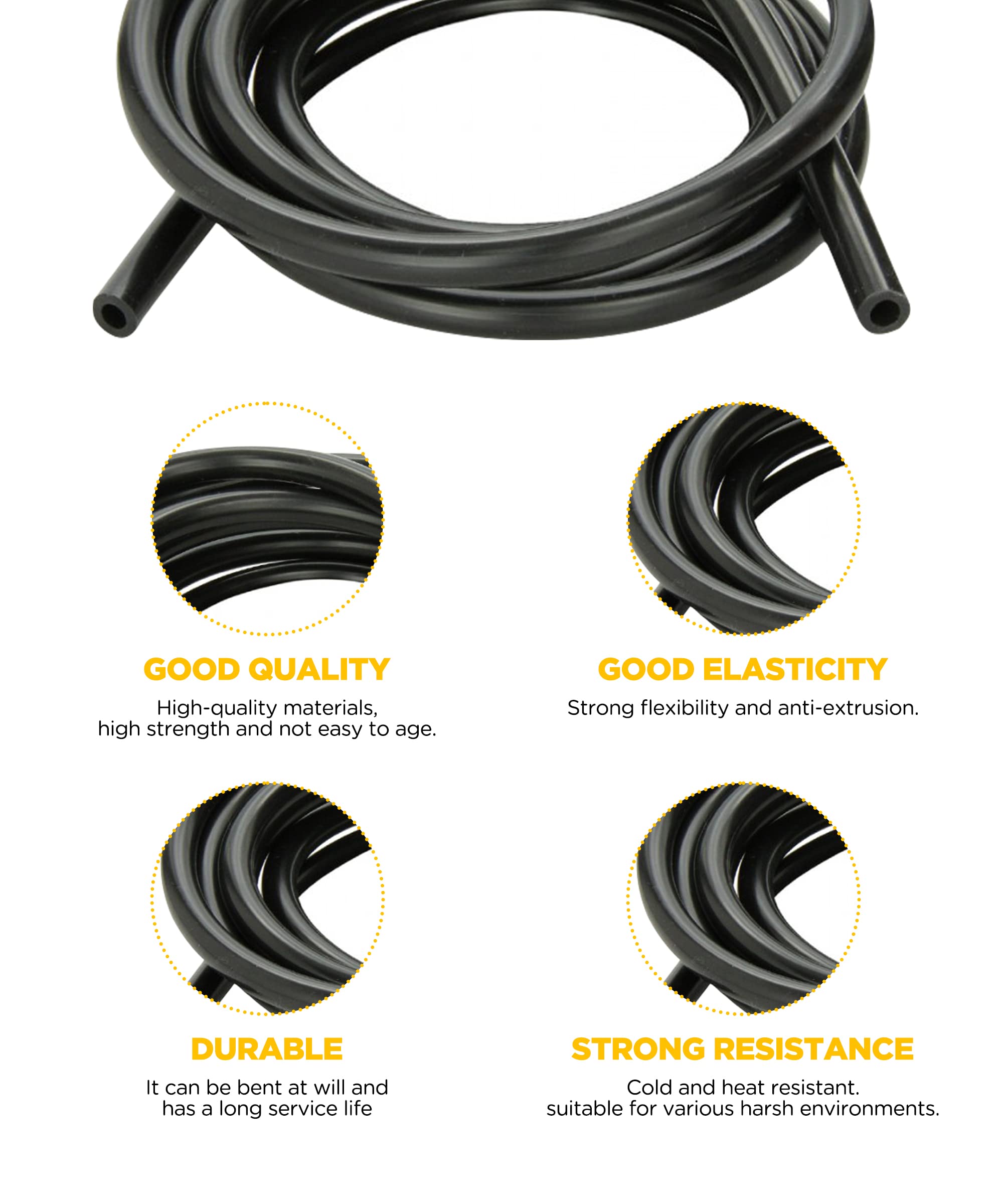 Aociska 10 Ft Silicone Vacuum Tubing,Universal High Performance Automotive Silicone Vacuum Tubing Hose Line,1/4'' Inner Diameter