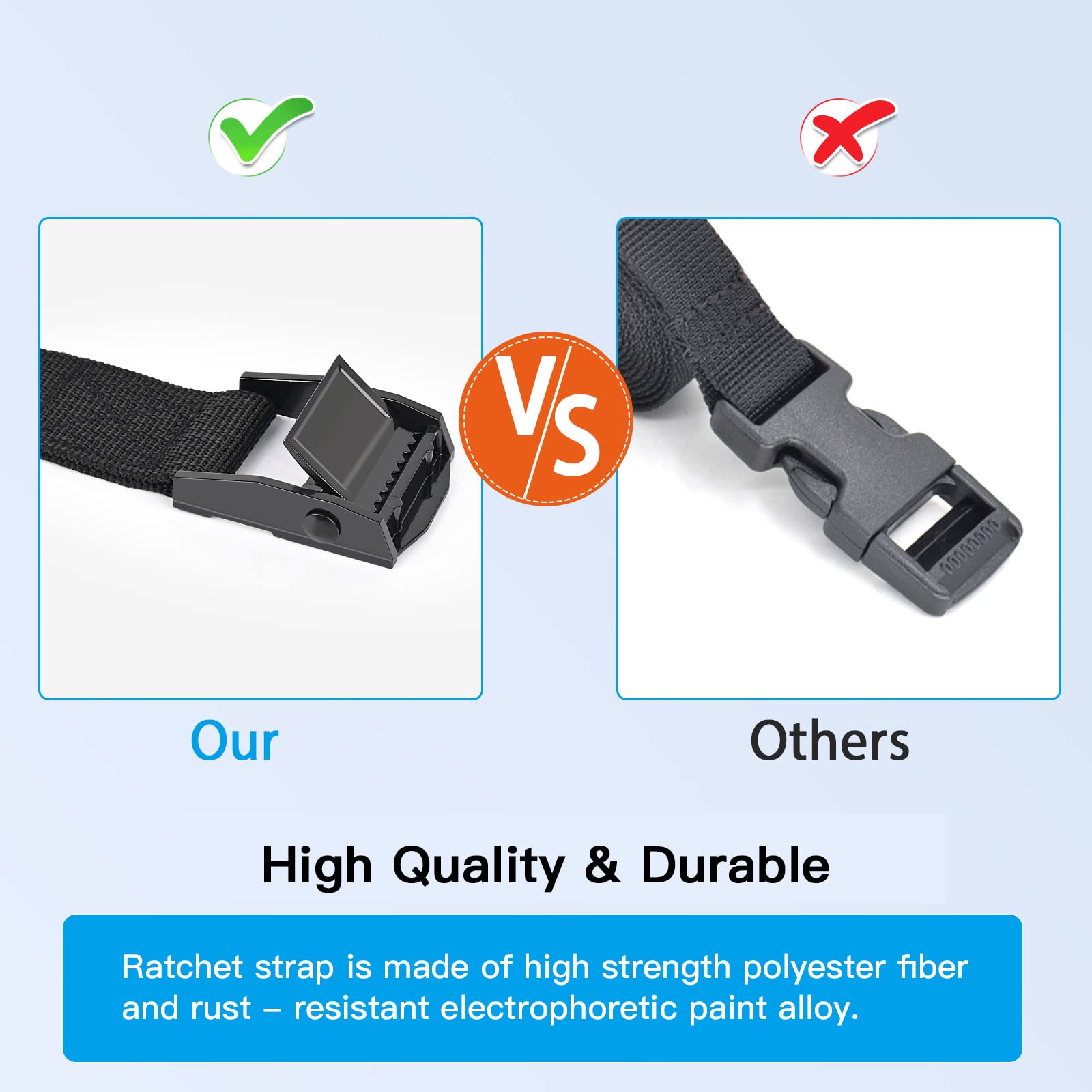 Kshineni Tie Down Straps 6 Pcs Lashing Strap 3.3' X 1 Adjustable Heavy Duty Cam Buckle Cinch Straps For Cargo, Trucks, Luggage, Trailer, Motorcycle (Black)