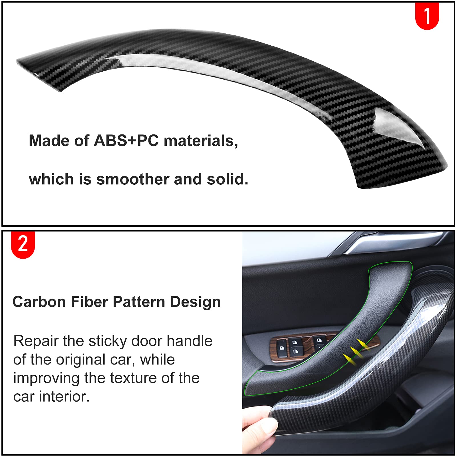 Jaronx Compatible With Bmw X1/X2 Door Handle Cover, Carbon Fiber Pattern Door Handle Outer Cover Left Side Door Handle Outer Cover Replacement Compatible With Bmw X1 F48 2016-2019, X2 F39 2018-2019