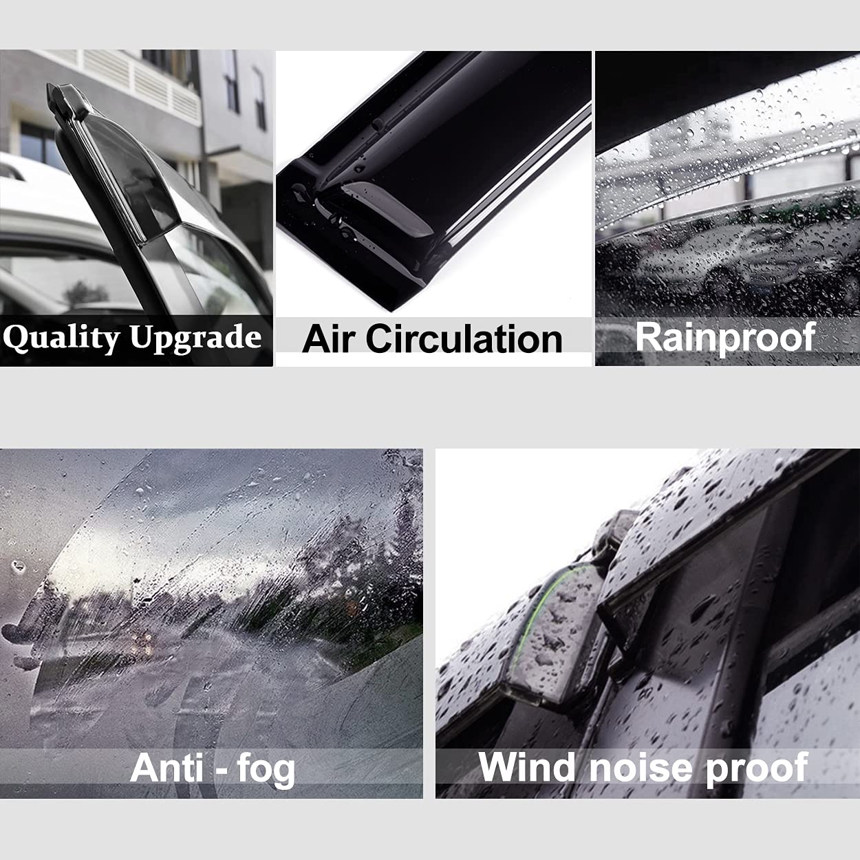 Startship 94858 Side Window Wind Deflector,4Pc Outside Mount Style Nice Sun Rain Guards Set,Window Visor Fit For 2004-2015 Nissan Titan Crew Cab