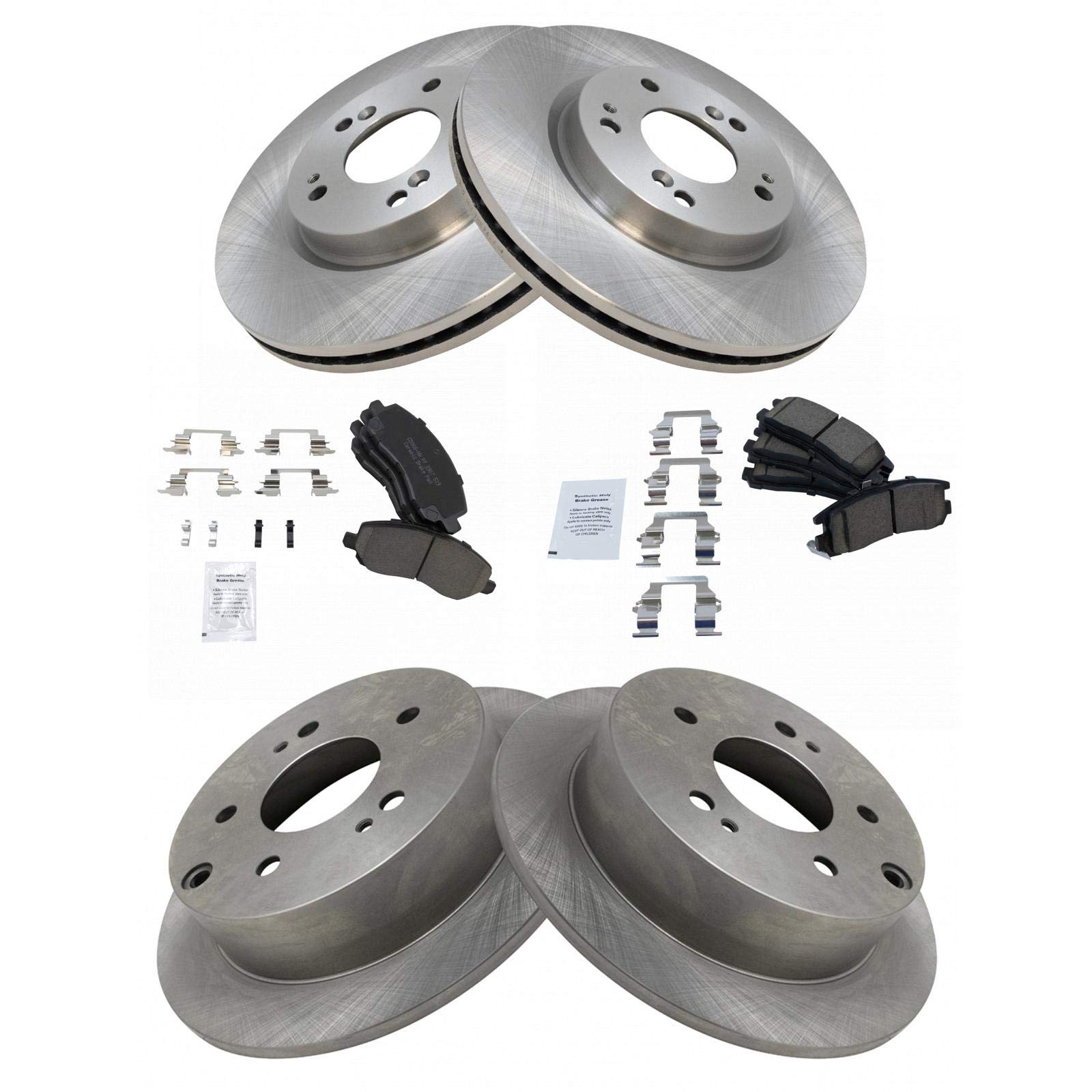 Trq Front And Rear Brake Pad & Rotor Kit Brake Pads Brake Rotor Ceramic Compatible With 2006-2012 Mitsubishi Eclipse 2004-2009 G