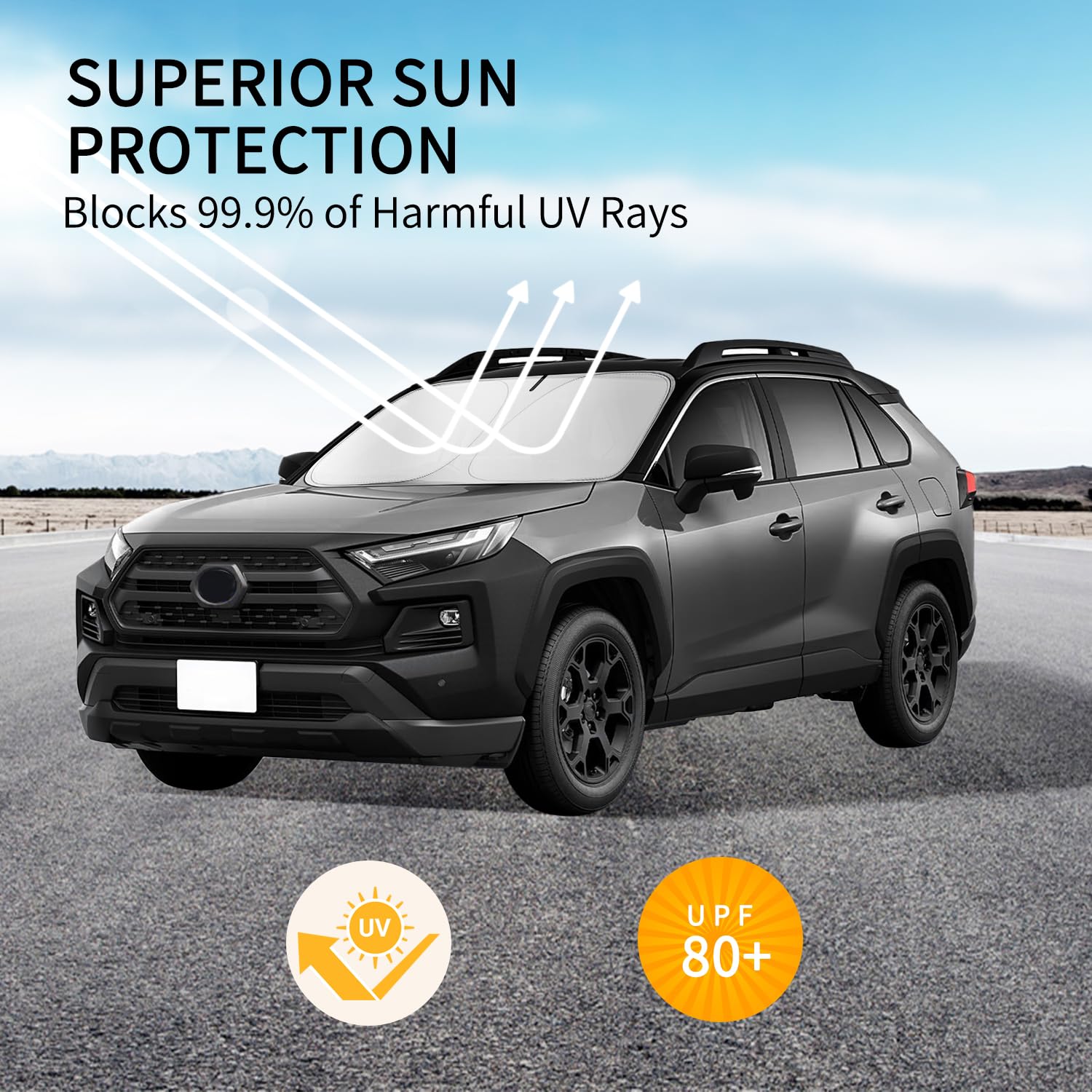 Kboise 2025 Upgrade Professional Windshield Sun Shade For Toyota Rav4 2019-2025, Innovative No-Light-Pass Technology For Maximum