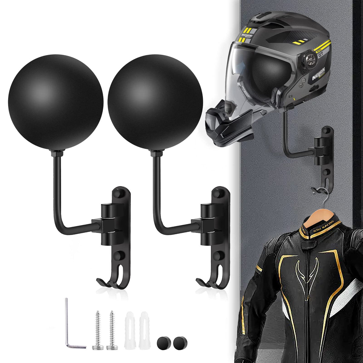 bike and helmet rack Kikerike Motorcycle Helmet Rack Wall Mount