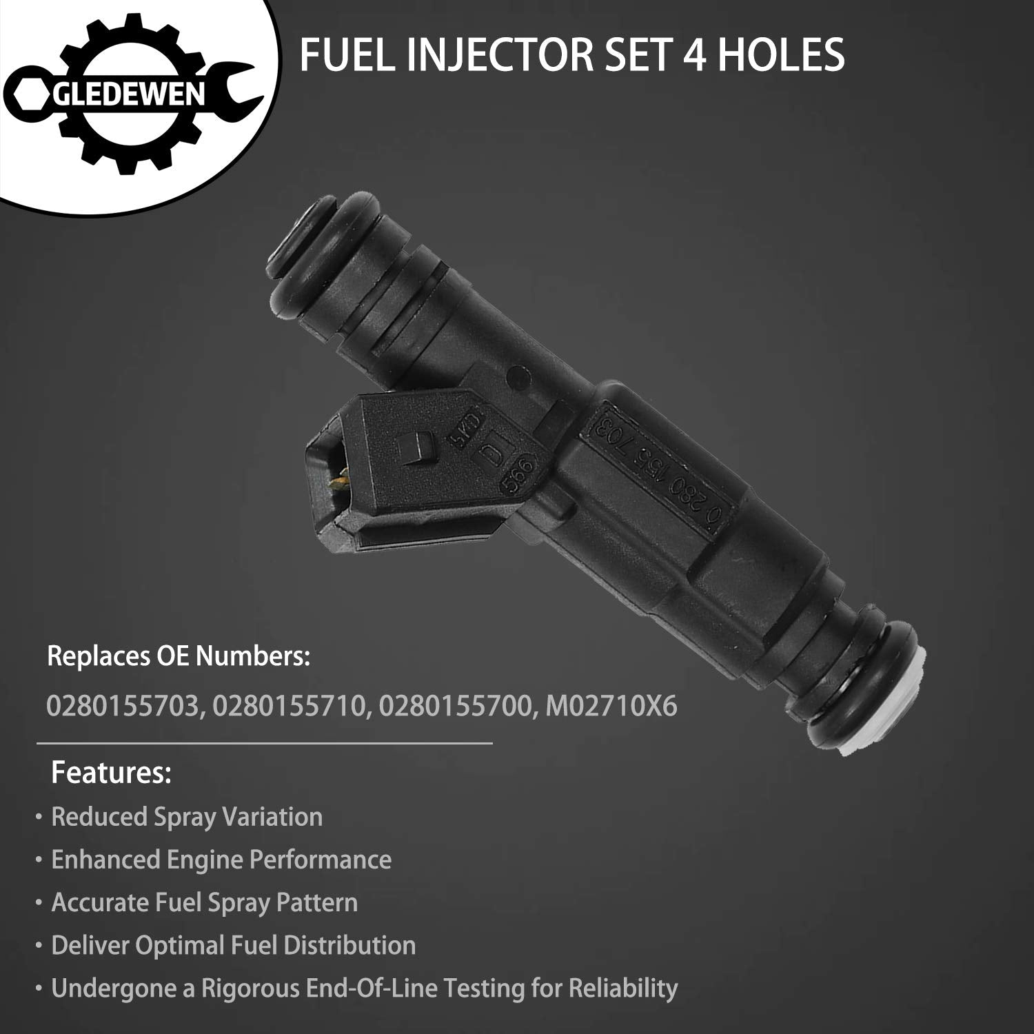 Fuel Injector 4 Holes 6Pcs | For 1987-1998 Jeep Wrangler Cherokee Grand Cherokee Comanche 4.0 | Replace# 0280155703, 0280155710,