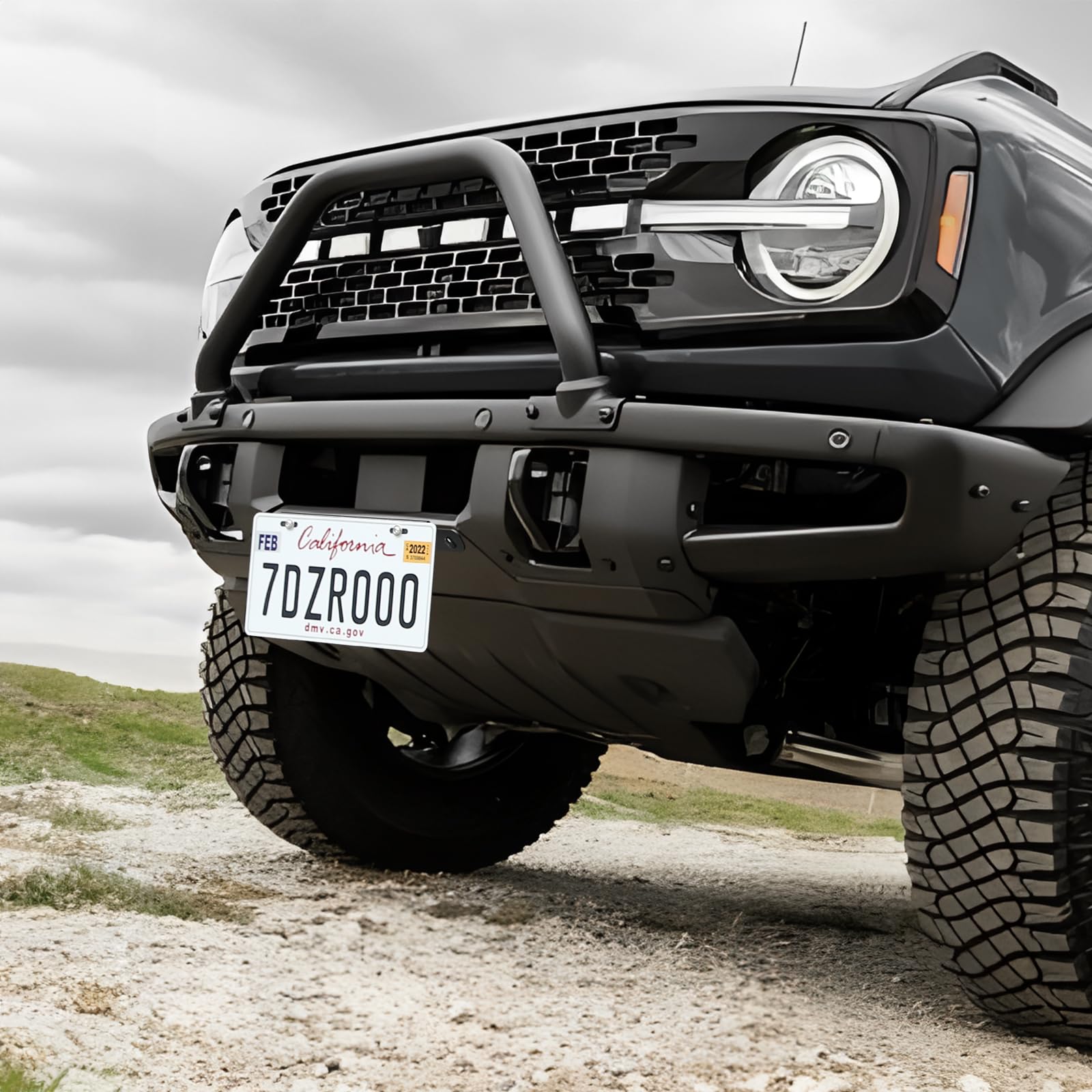 Mabett License Plate Bracket For Ford Bronco 2024 2023 2022 2021 2/4-Door, Iron License Plate Frame For Heavy-Duty Modular Bumpe