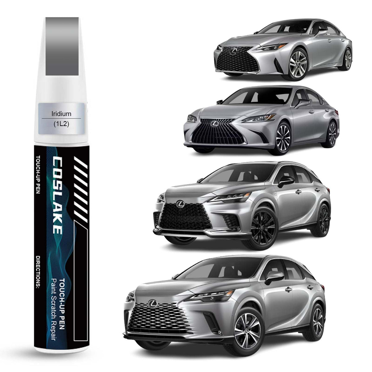 COSLAKE Car Touch Up Paint(Iridium(1L2)) for Lexus, Car Paint Scratch Repair Kit, Quick & Easy Solution to Repair, 2 in 1 Scratc