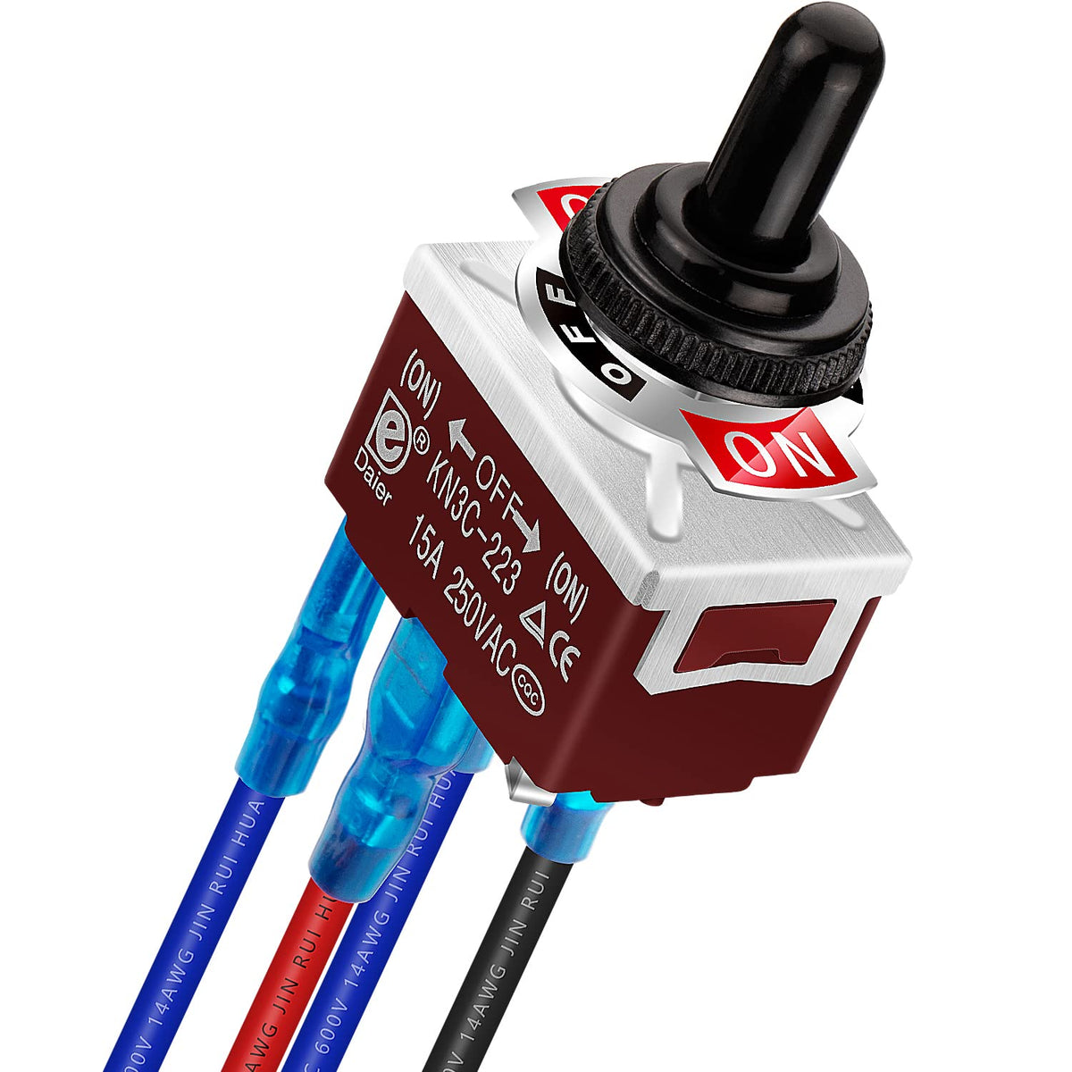 Daiertek Waterproof Reverse Polarity Switch 12V Momentary Toggle Switch 30A Dc Motor Control Rv Power Jack Switch (On)-Off-(On) Dpdt 3 Position 4Pin Wired - 1Pcs