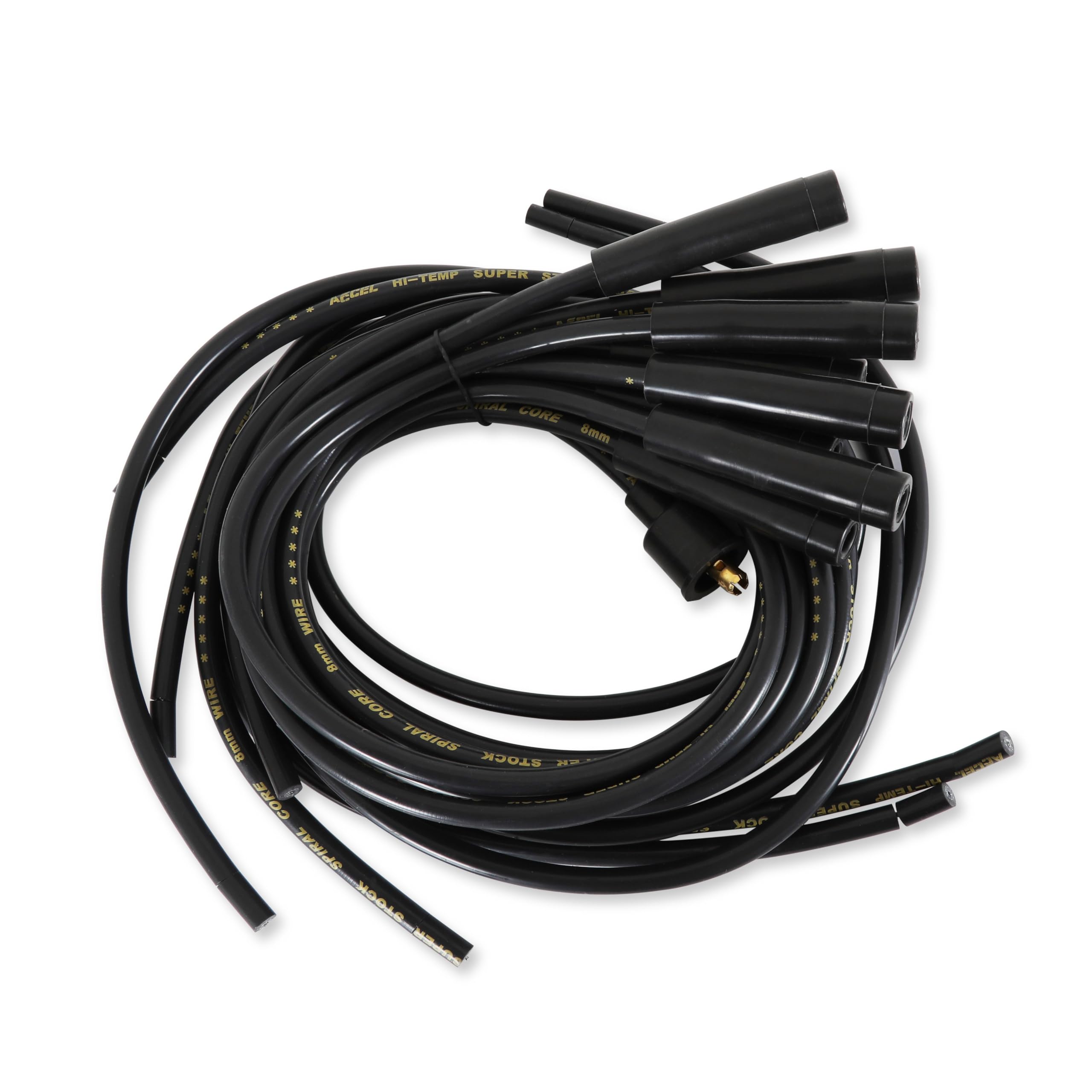 Accel 5040K Super Stock Spark Plug Wire Set - 8Mm - Universal - Black Wire With Black Straight Boots