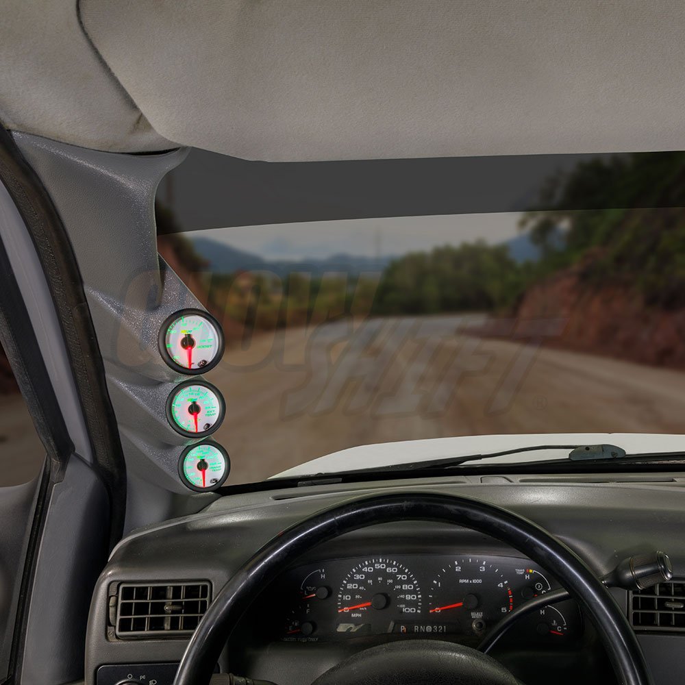 GlowShift Diesel Gauge Package Compatible with Ford Super Duty F-250 F-350 6.0L 7.3L Power Stroke 1999-2007 - White 7 Color 60 P