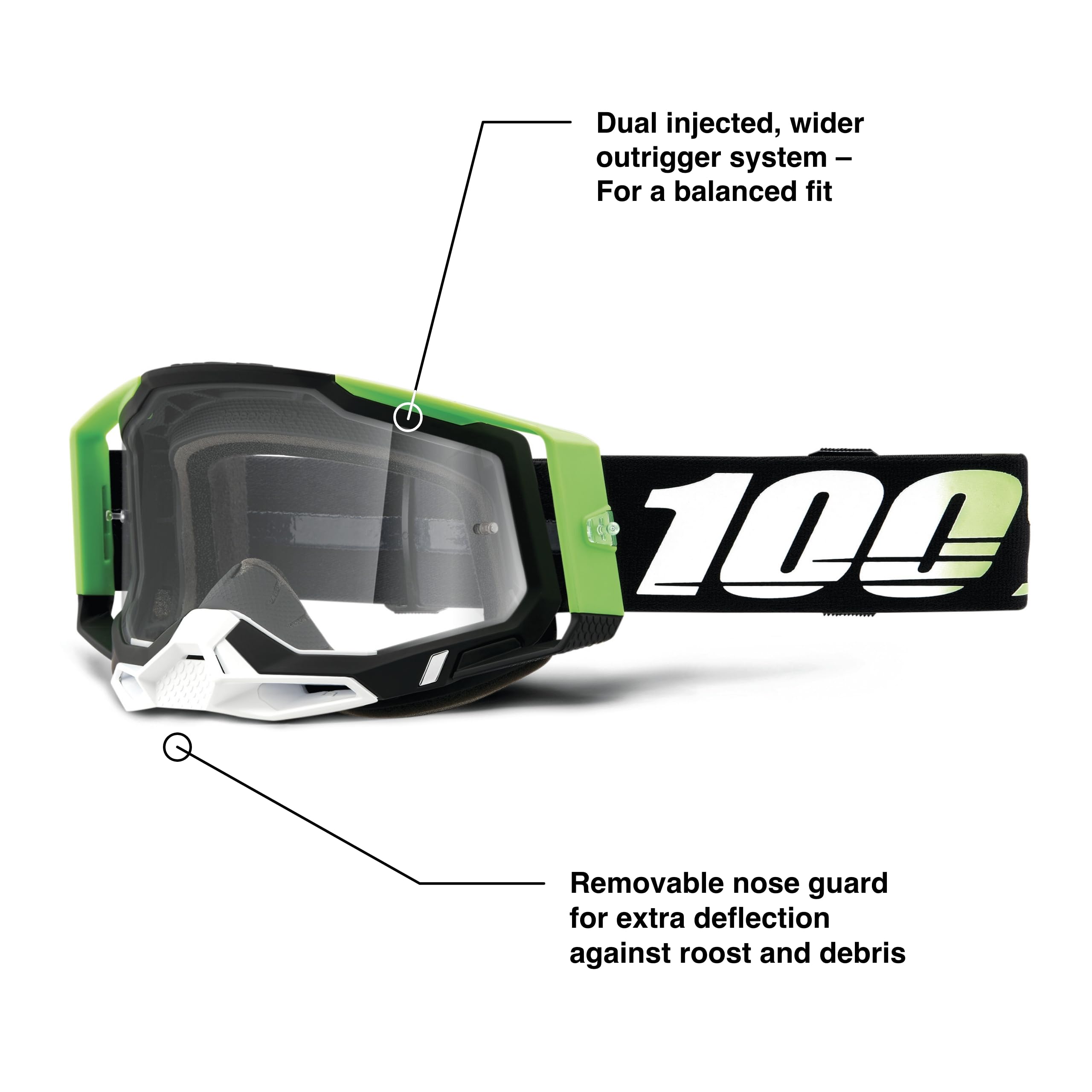 100% Racecraft 2 Mountain Bike & Motocross Goggles - Mx And Mtb Racing Protective Eyewear (Kalkuta - Clear Lens)