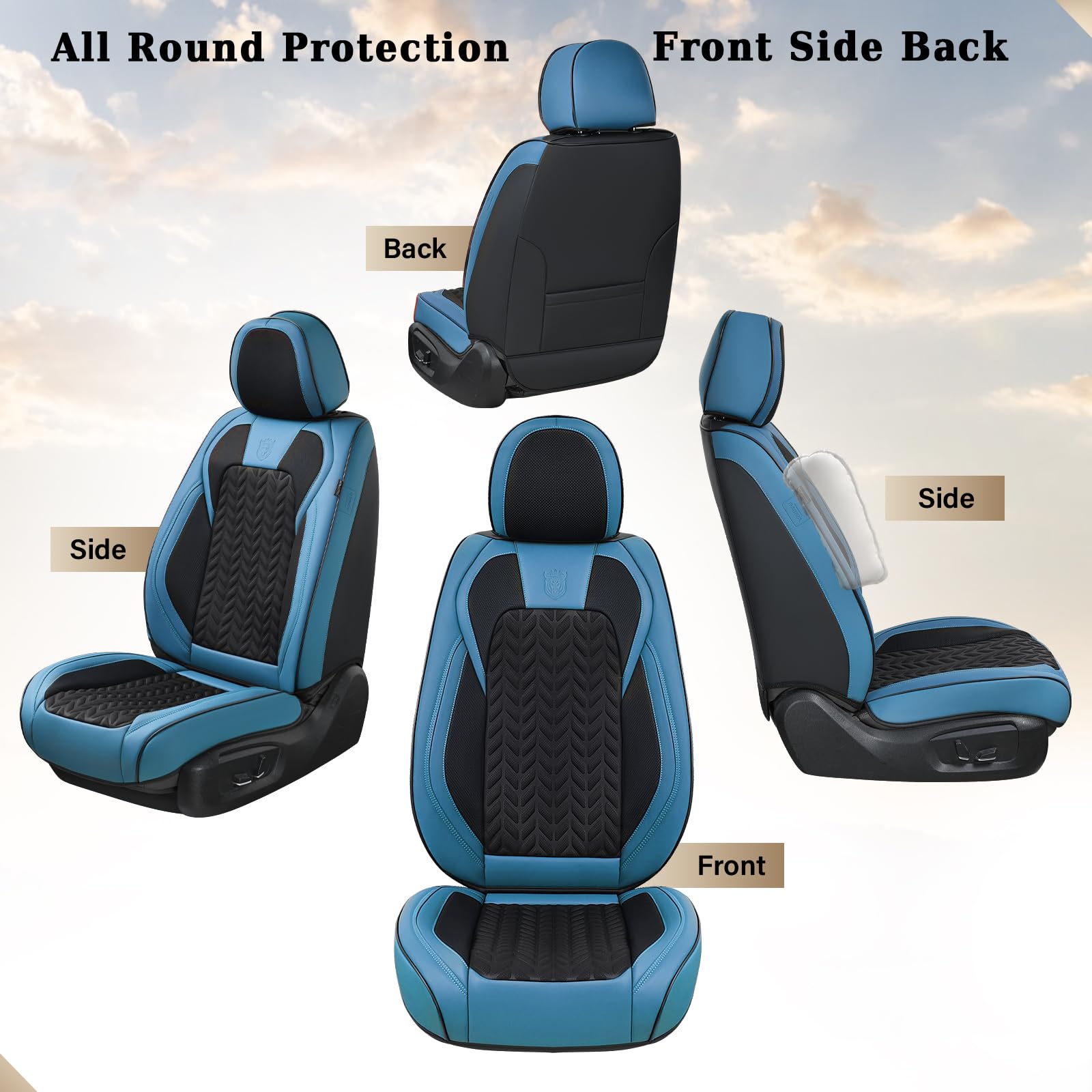 Coverado Car Seat Cover Winter, Front Seat Cover, 2Pcs Car Seat Protector, Seat Covers For Cars, Breathable Faux Leather Car Sea